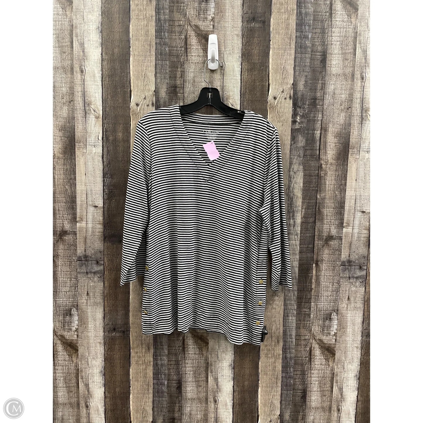 Top Long Sleeve By Chicos In Striped Pattern, Size: L