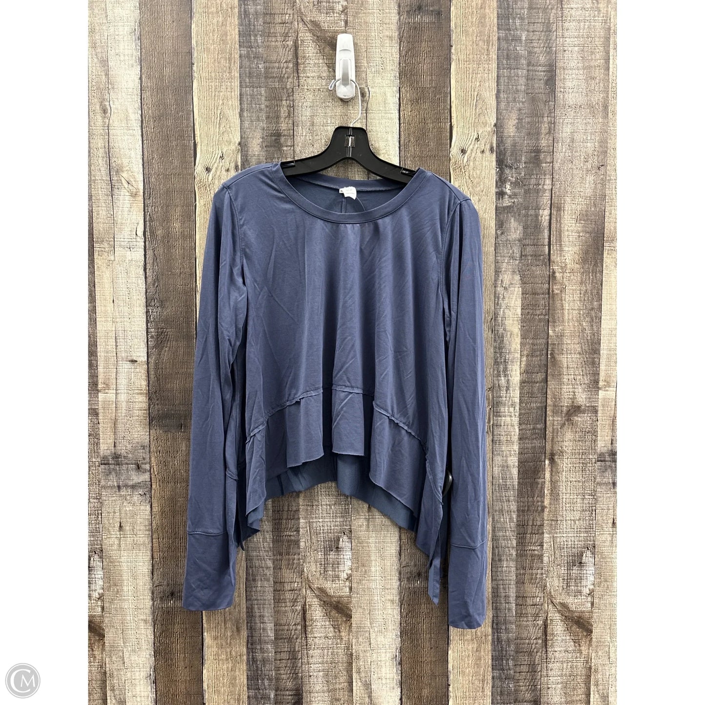 Athletic Top Long Sleeve Collar By Ododos In Blue, Size: L