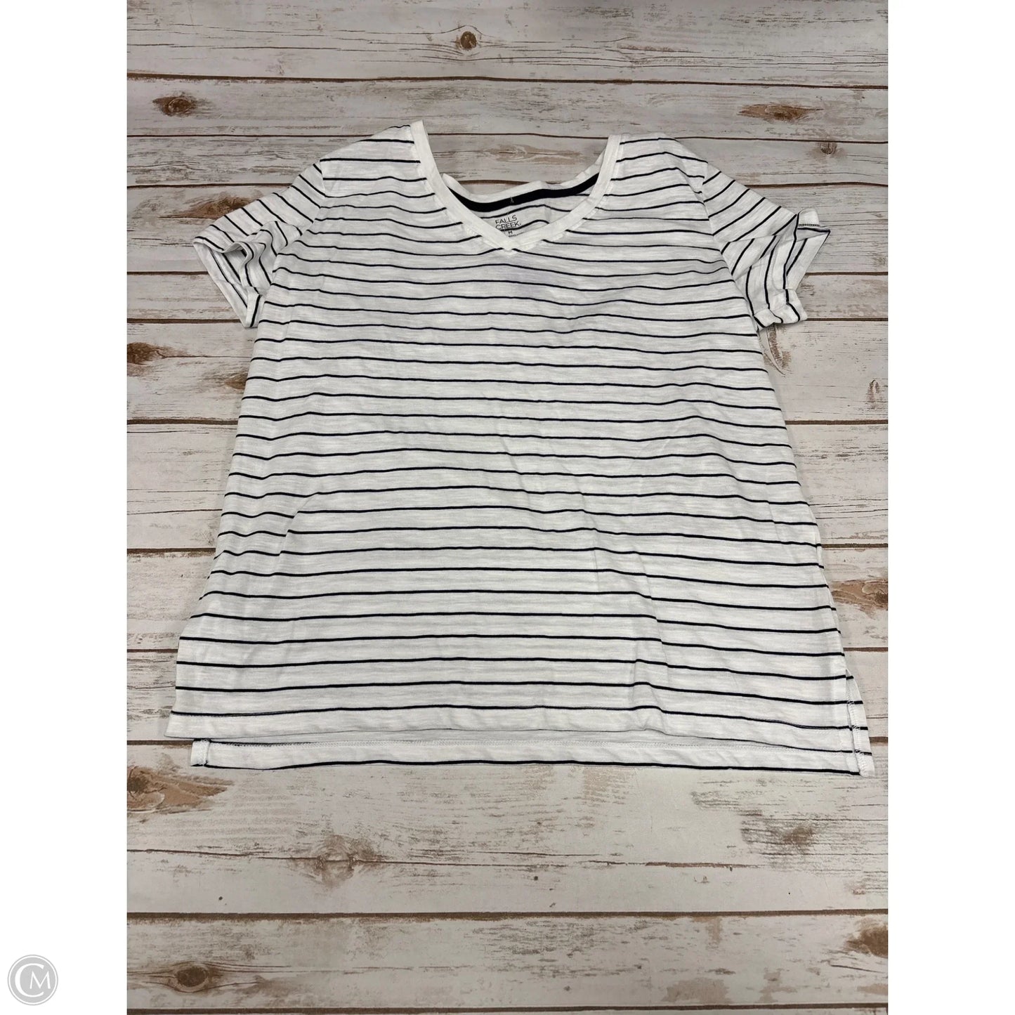Top Short Sleeve By Falls Creek In Striped Pattern, Size: M