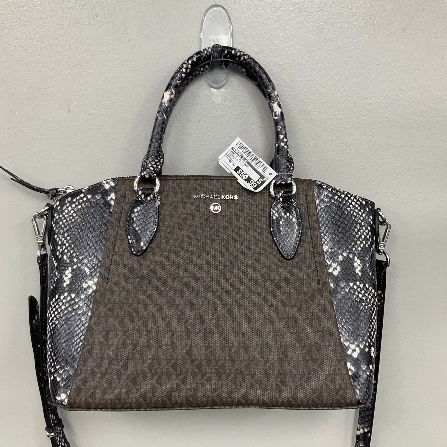 Handbag Designer By Michael Kors In Snakeskin Print, Size:Medium