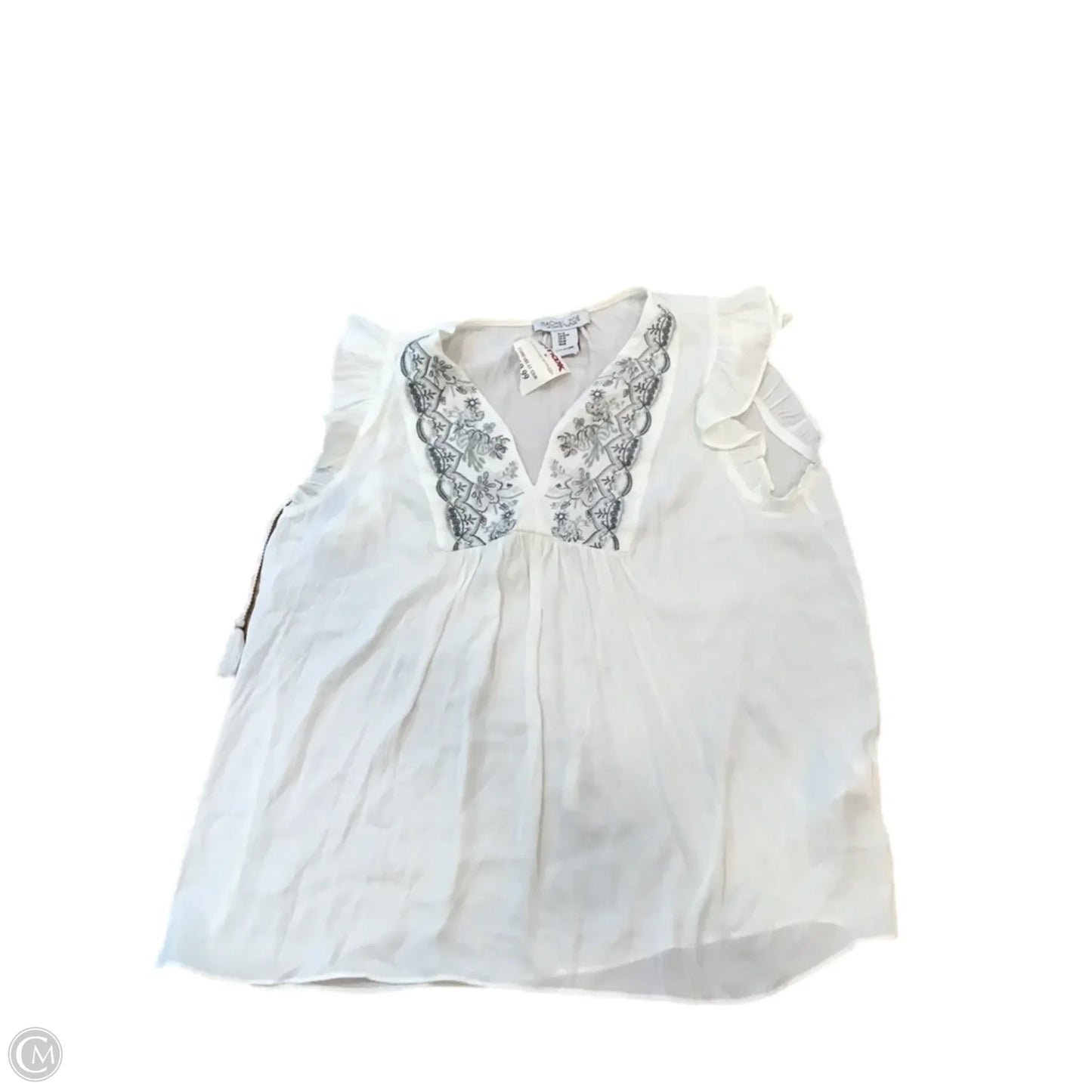 Blouse Short Sleeve By Rachel Zoe In Cream & Grey, Size: M