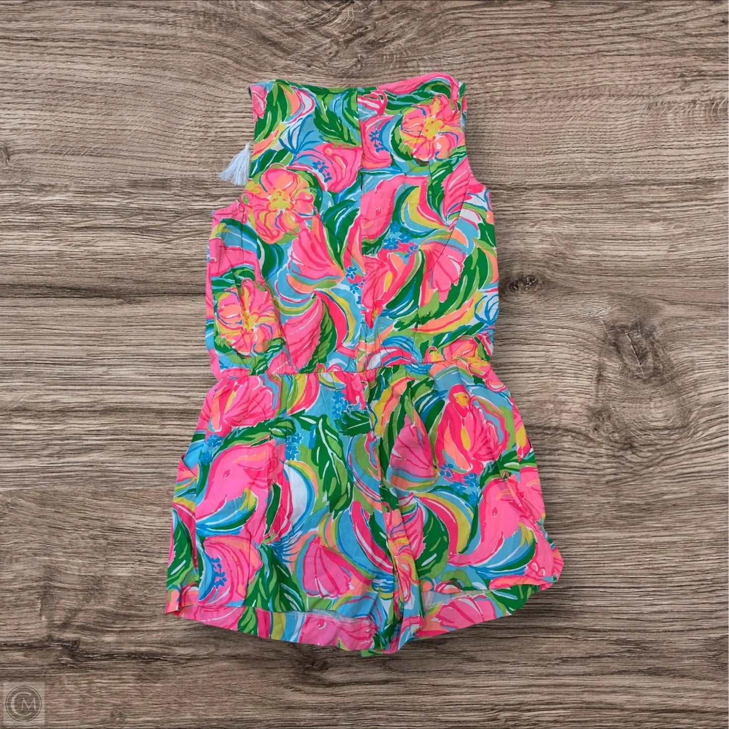 Romper Designer By Lilly Pulitzer In Green & Pink, Size: L