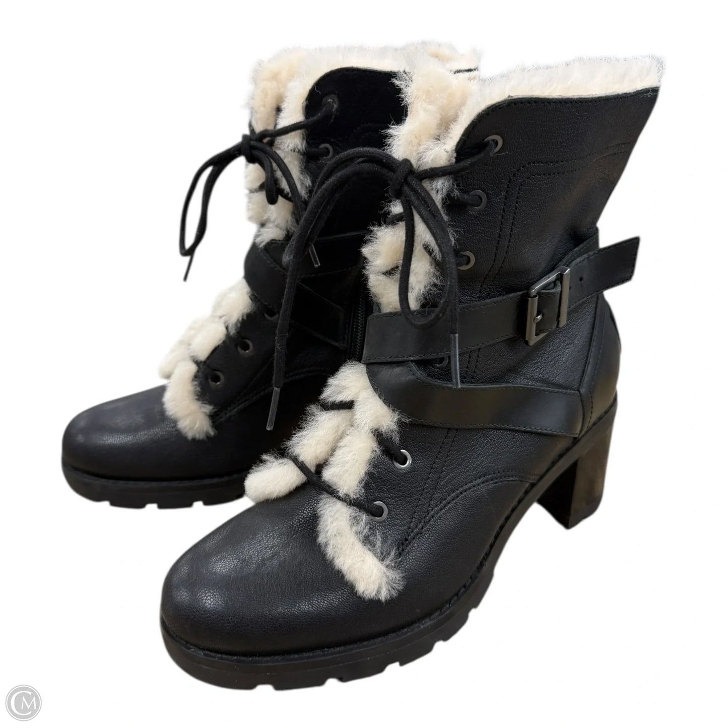 Boots Designer By Ugg In Black & Cream, Size: 7.5
