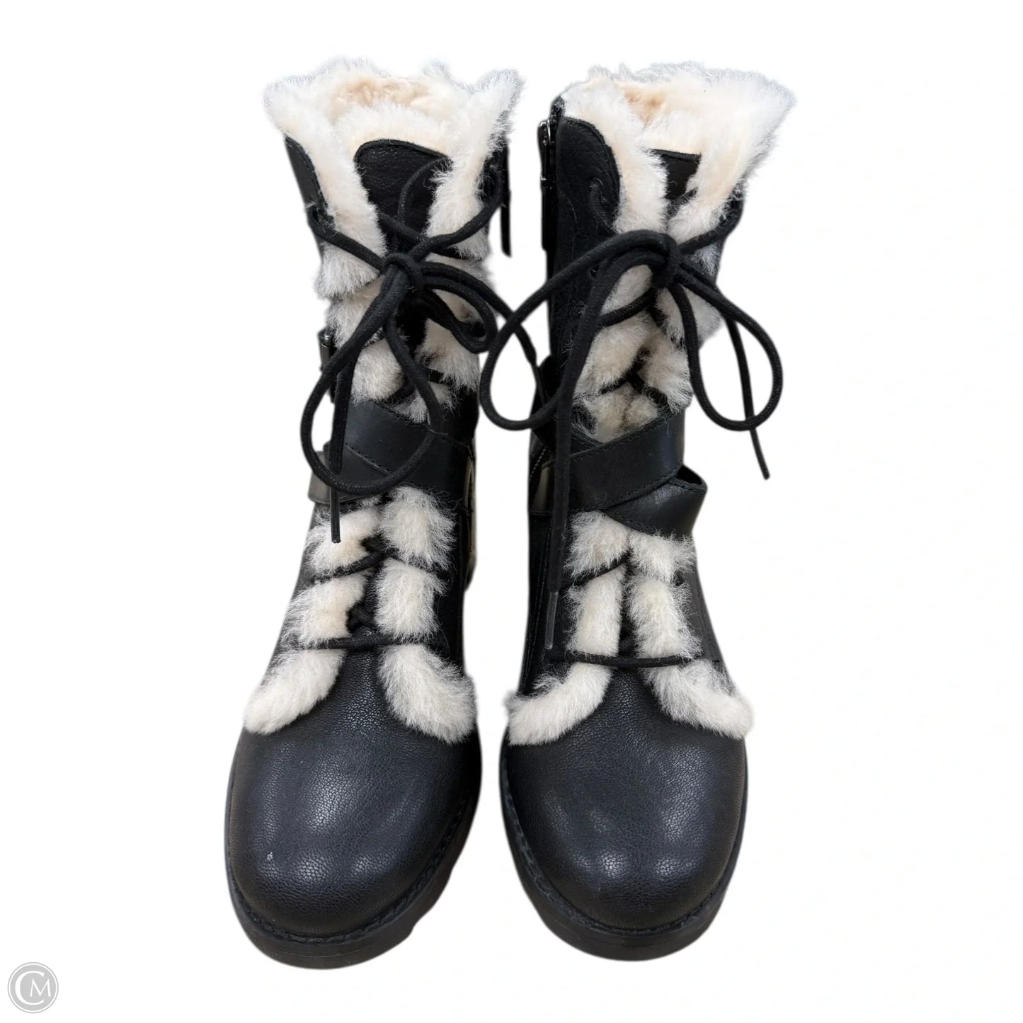 Boots Designer By Ugg In Black & Cream, Size: 7.5