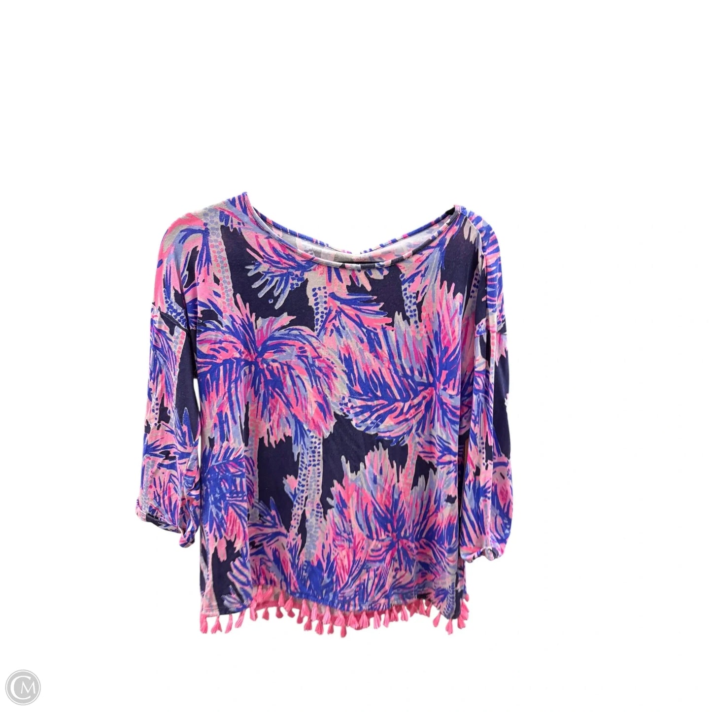 Top Long Sleeve Designer By Lilly Pulitzer In Blue & Pink, Size: L
