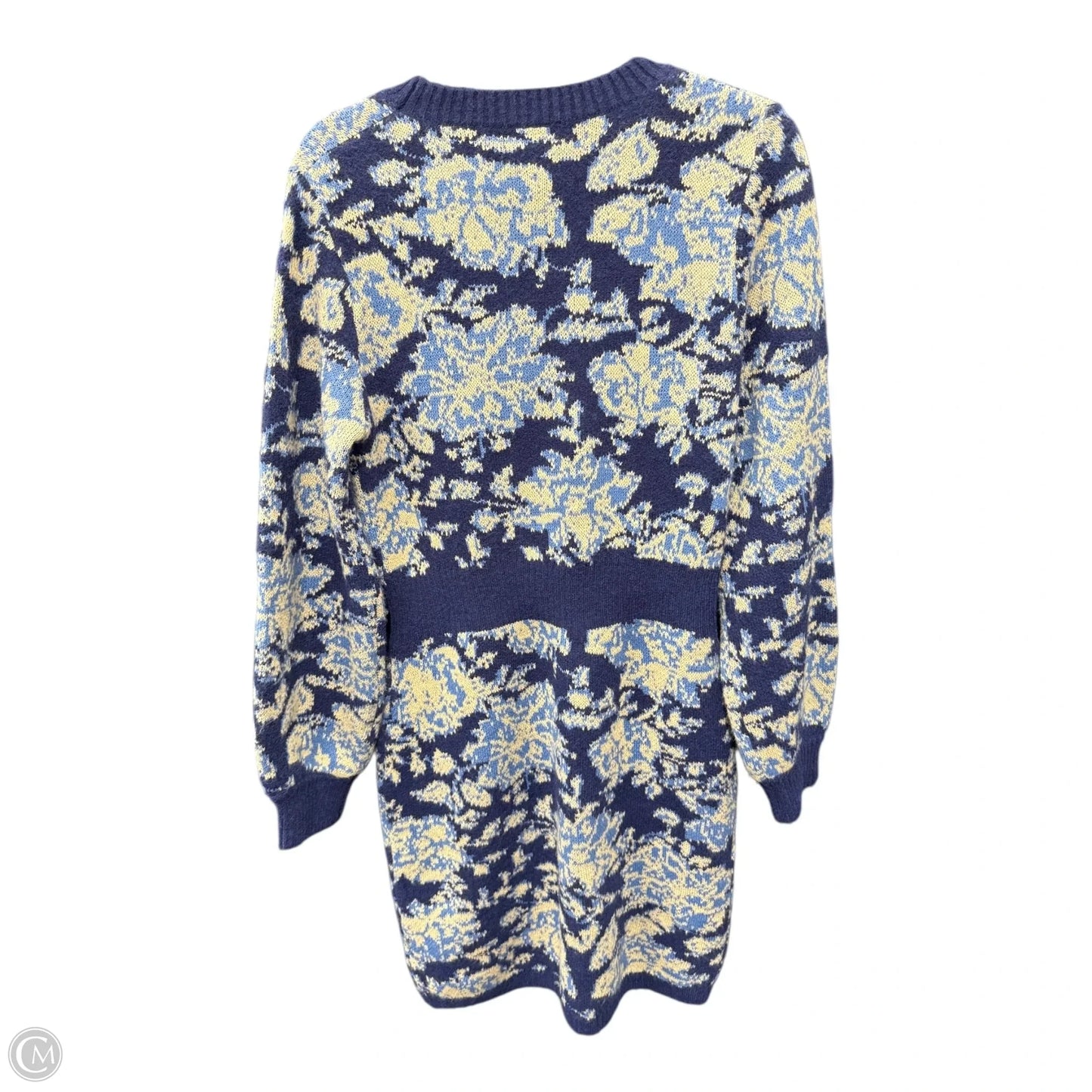 Dress Sweater By Cmb In Blue & Cream, Size: M