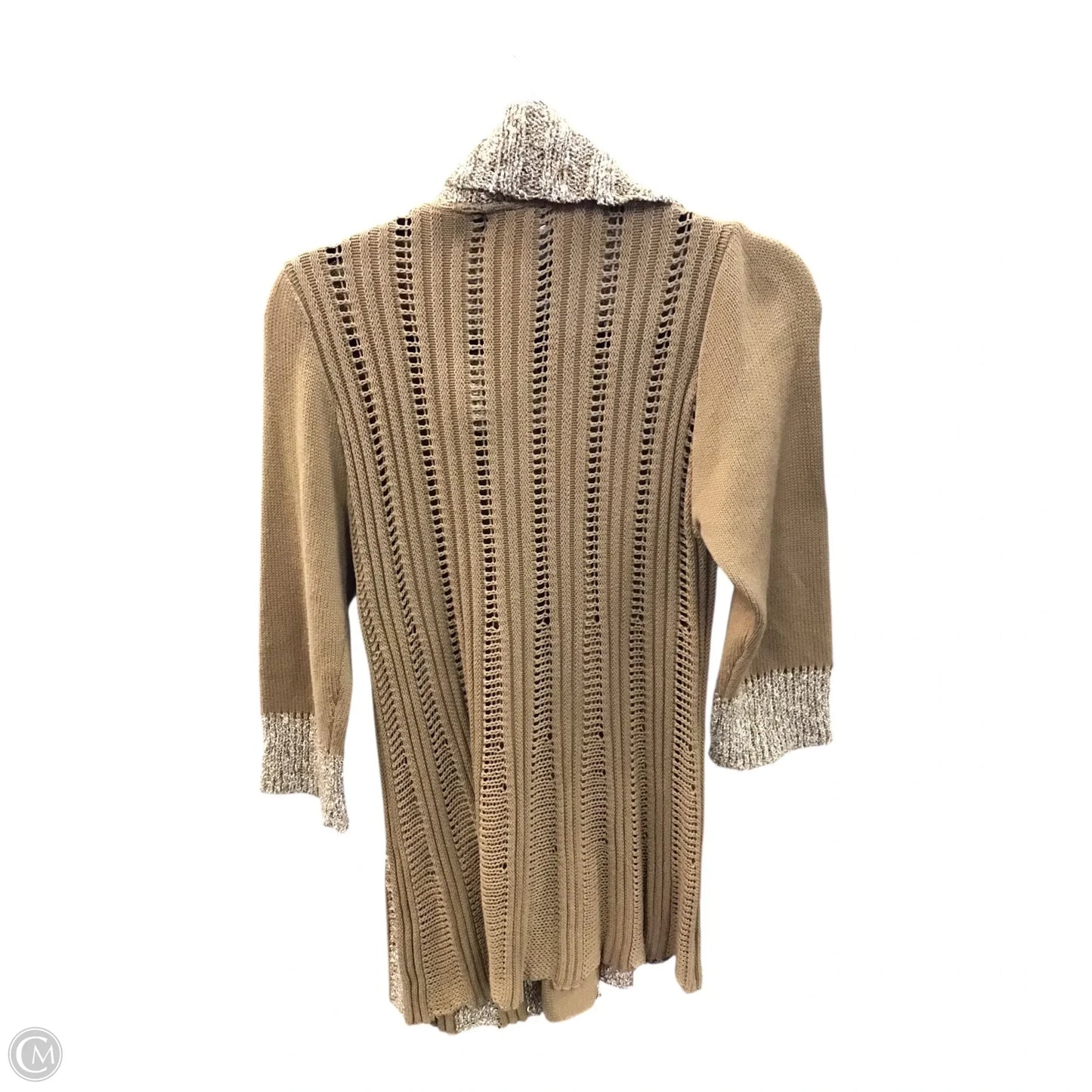 Sweater Cardigan By Clothes Mentor In Brown & White, Size: M