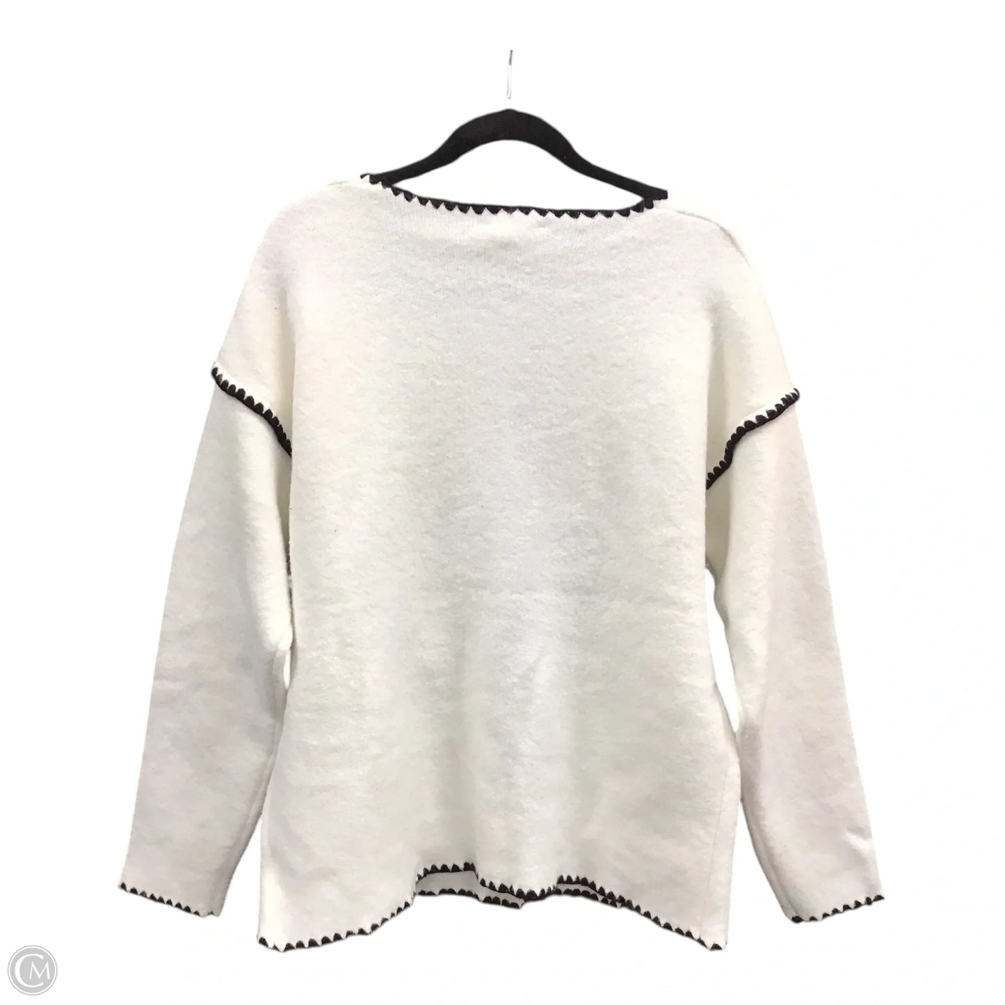Sweater Cardigan By Entro In Black & Cream, Size: L