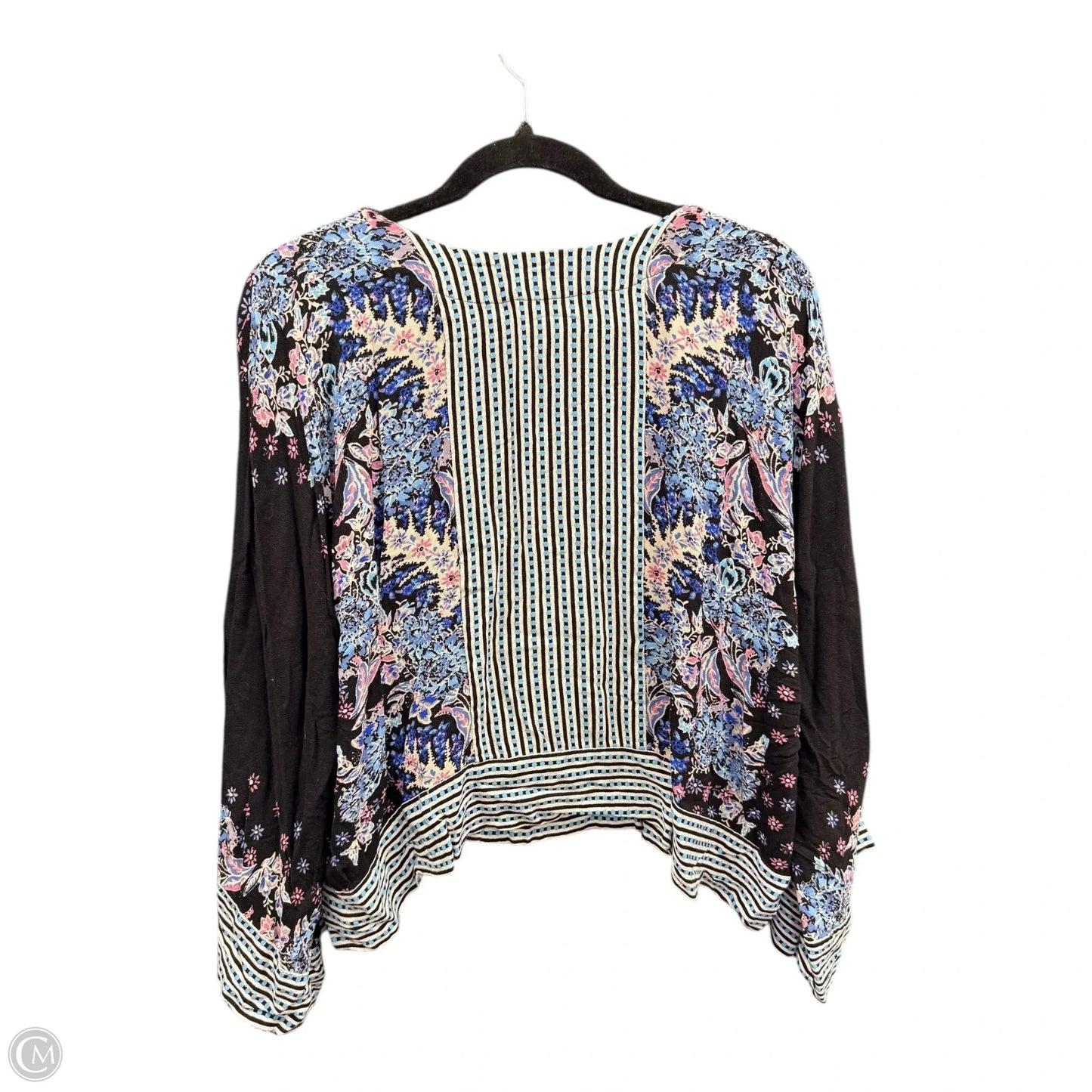 Blouse Long Sleeve By Free People In Black & Blue, Size: M