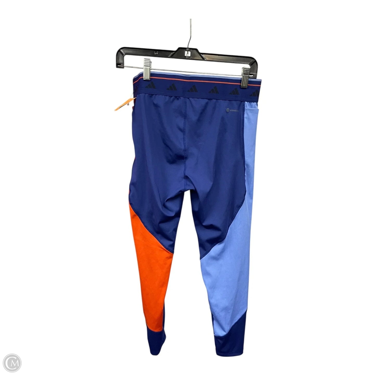 Athletic Leggings By Adidas In Blue & Orange, Size: L