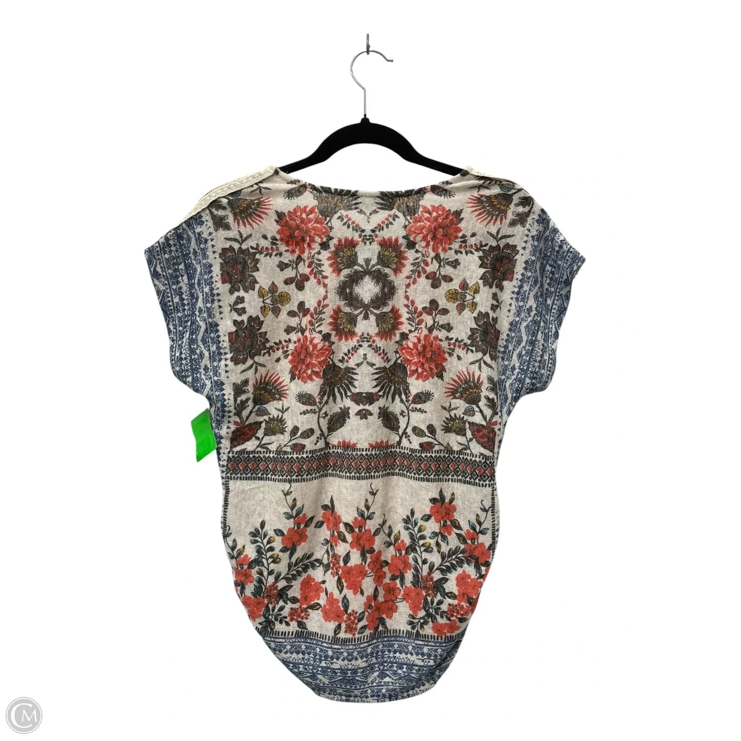 Top Short Sleeve By Papermoon In Blue & Cream, Size: S
