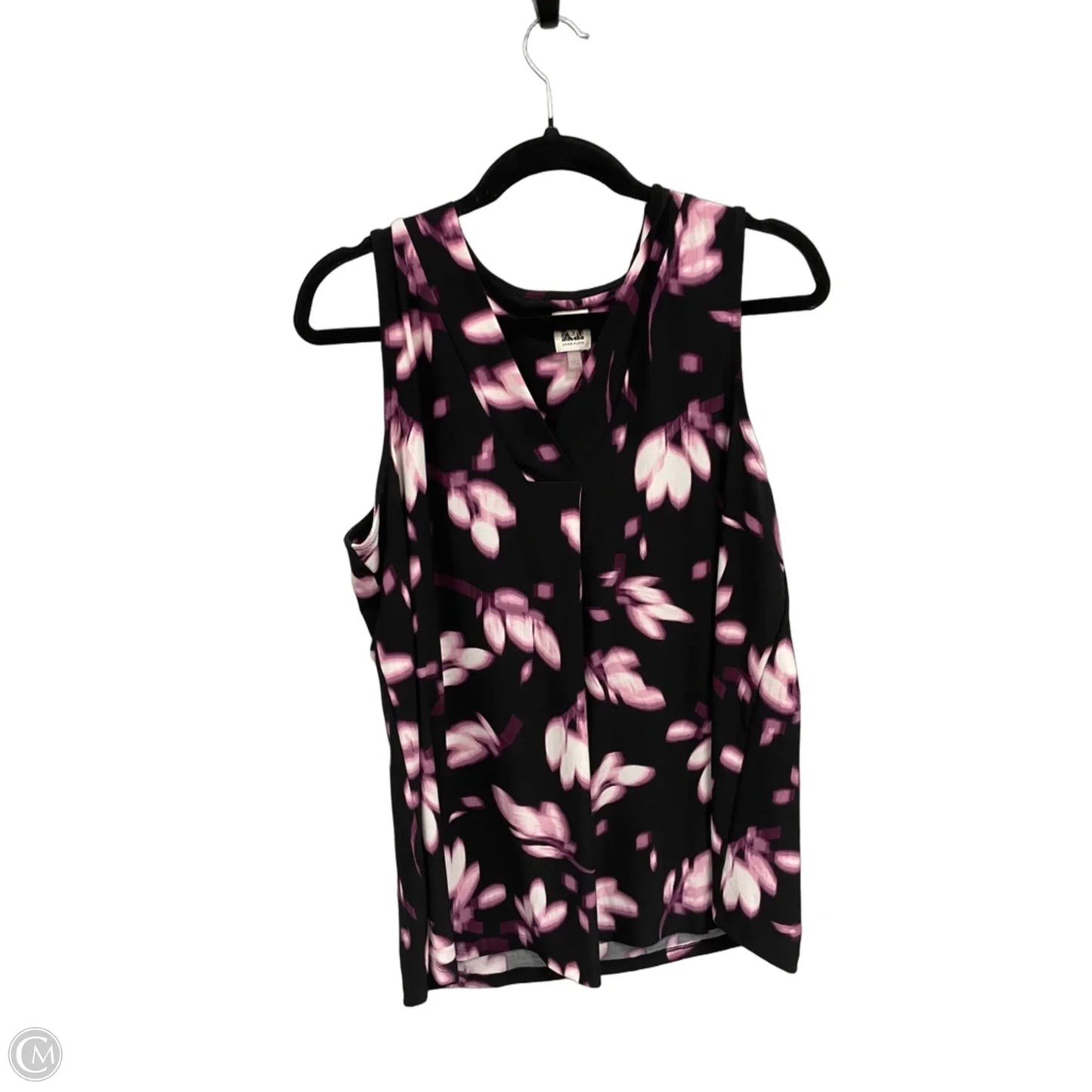 Top Sleeveless By Anne Klein In Black & Purple, Size: L