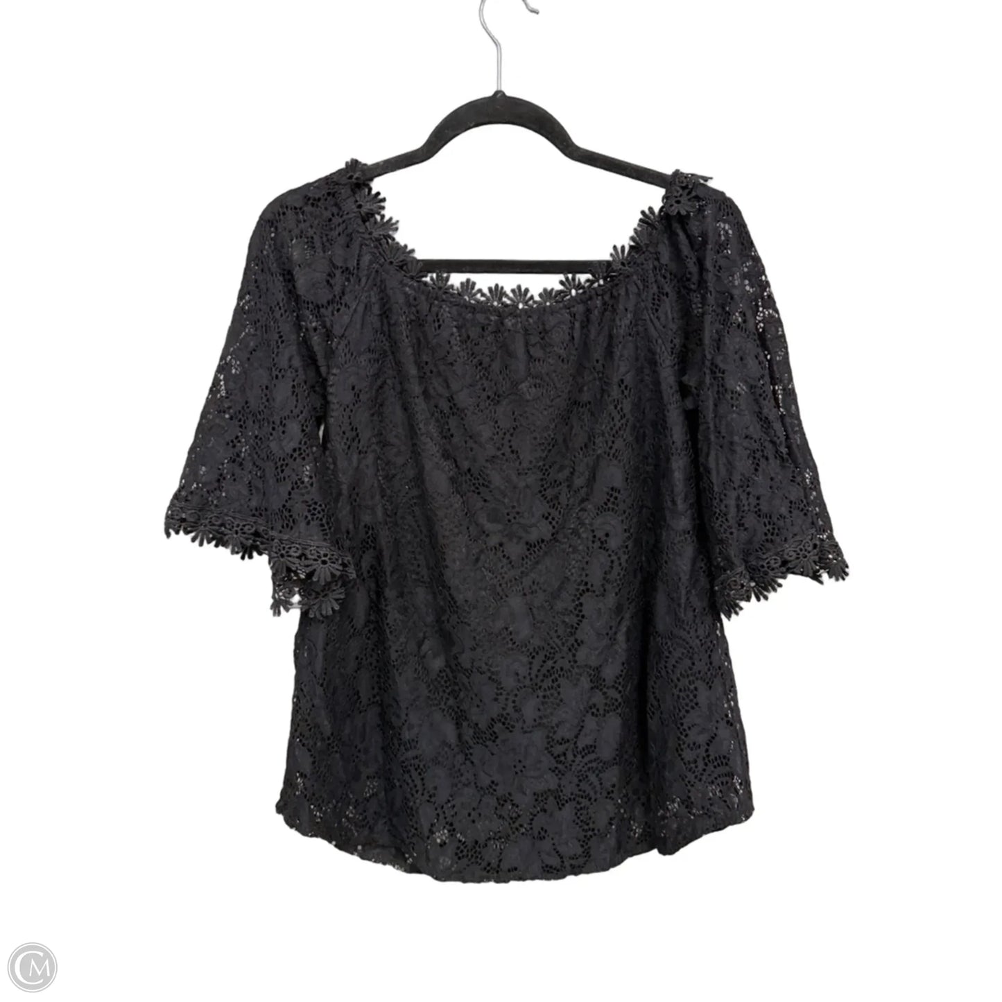 Blouse Short Sleeve By Cme In Black, Size: S