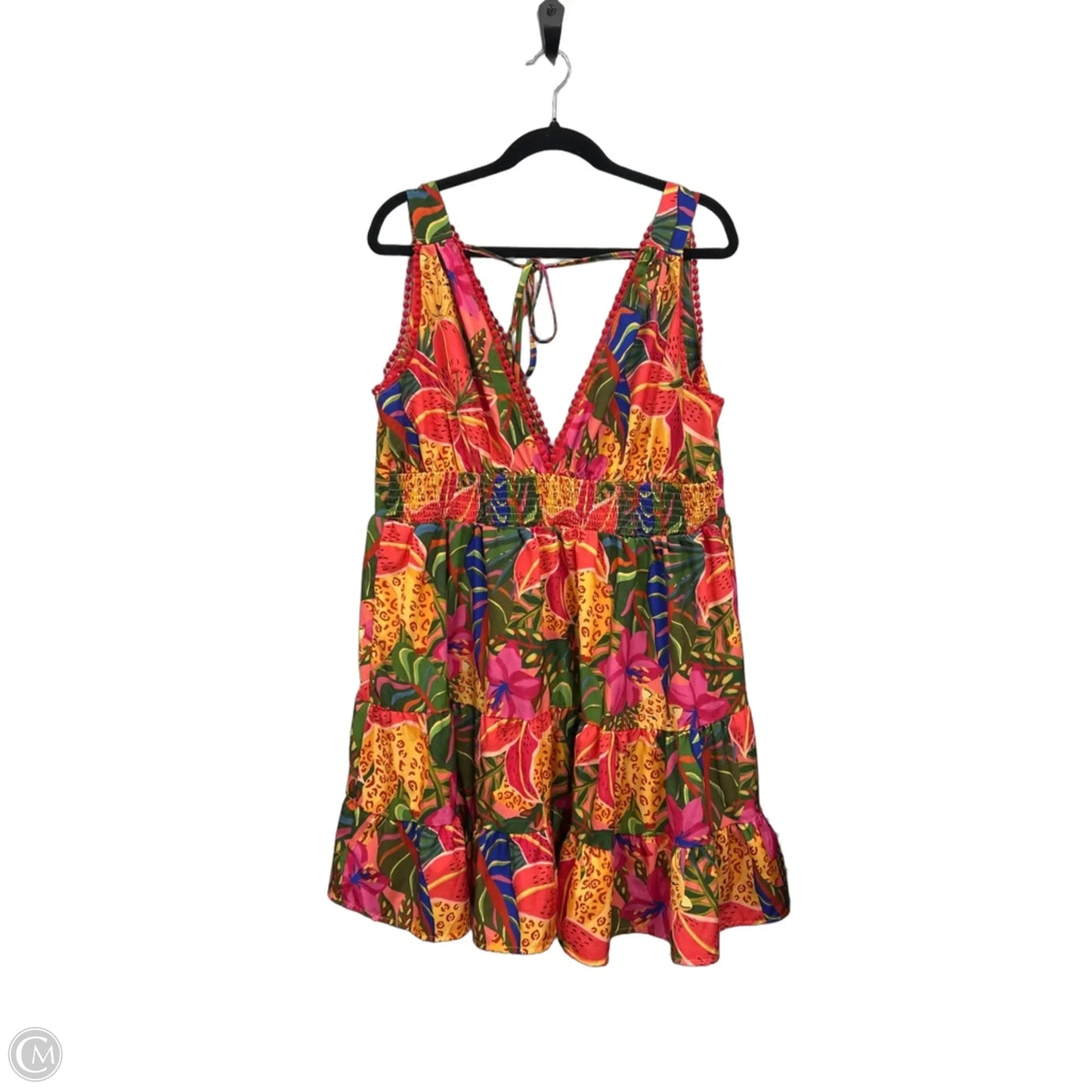 Dress Casual Short By Shein In Green & Pink, Size: 2x