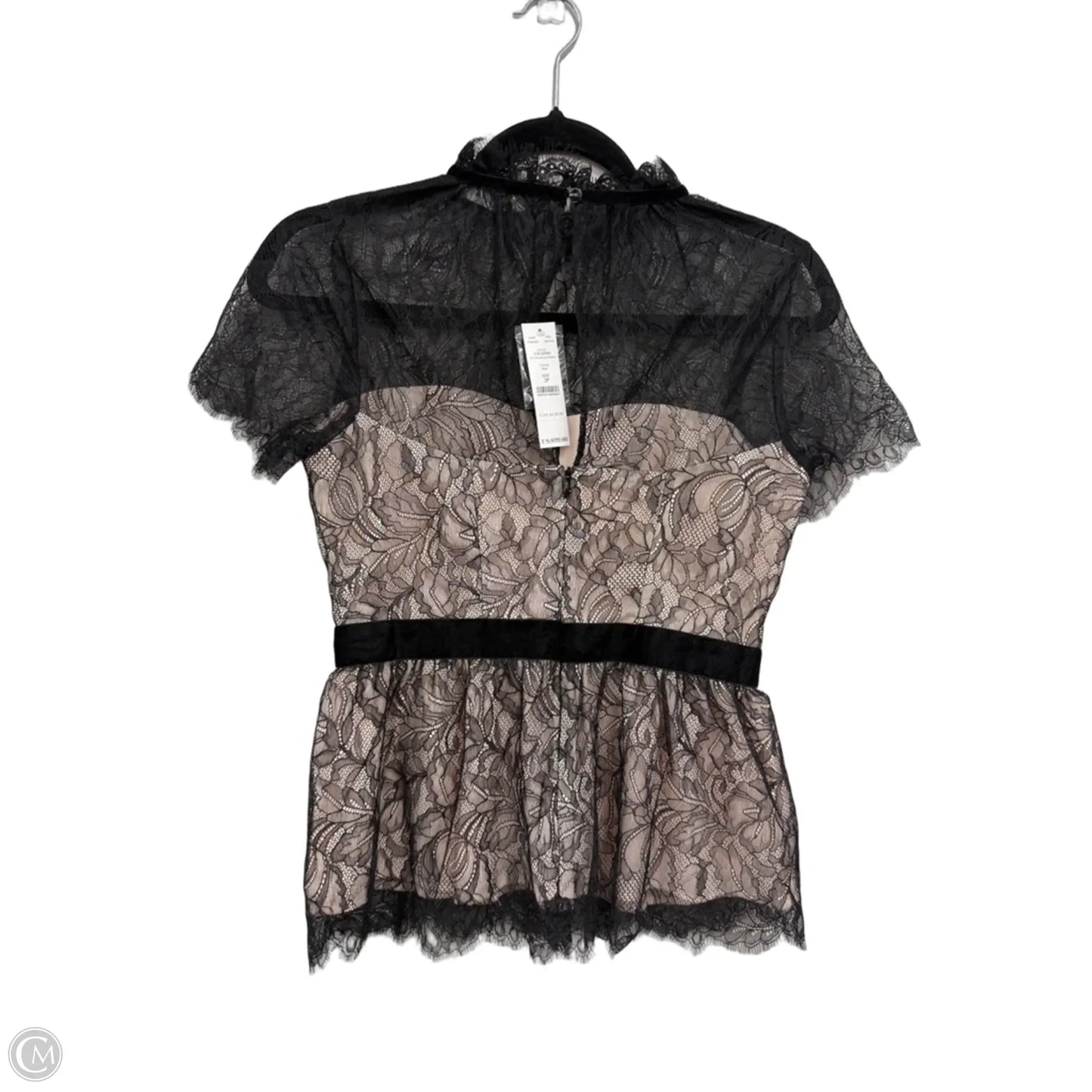 Blouse Short Sleeve By White House Black Market In Black & Cream, Size: 2p