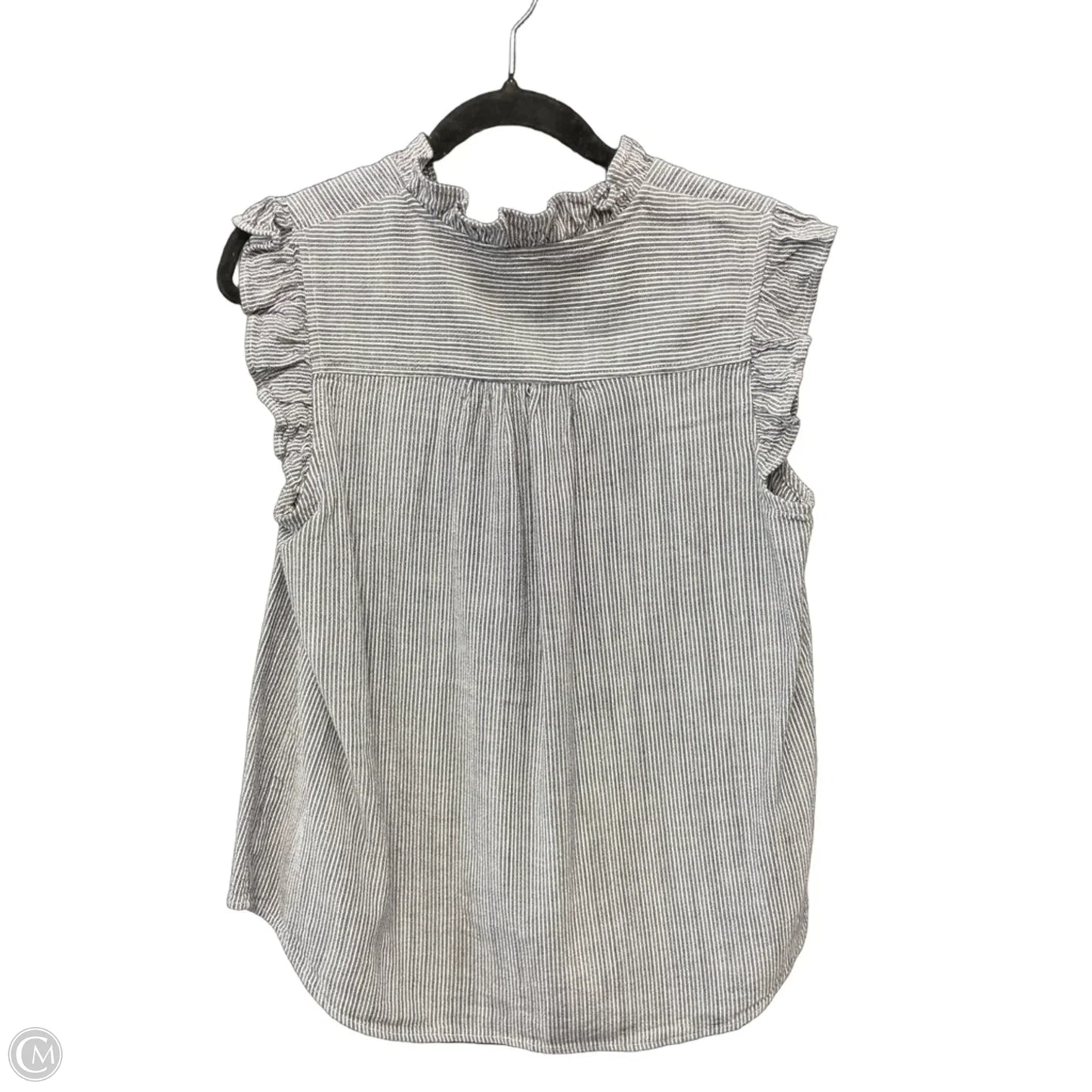 Blouse Sleeveless By Anne Klein In Grey & White, Size: S