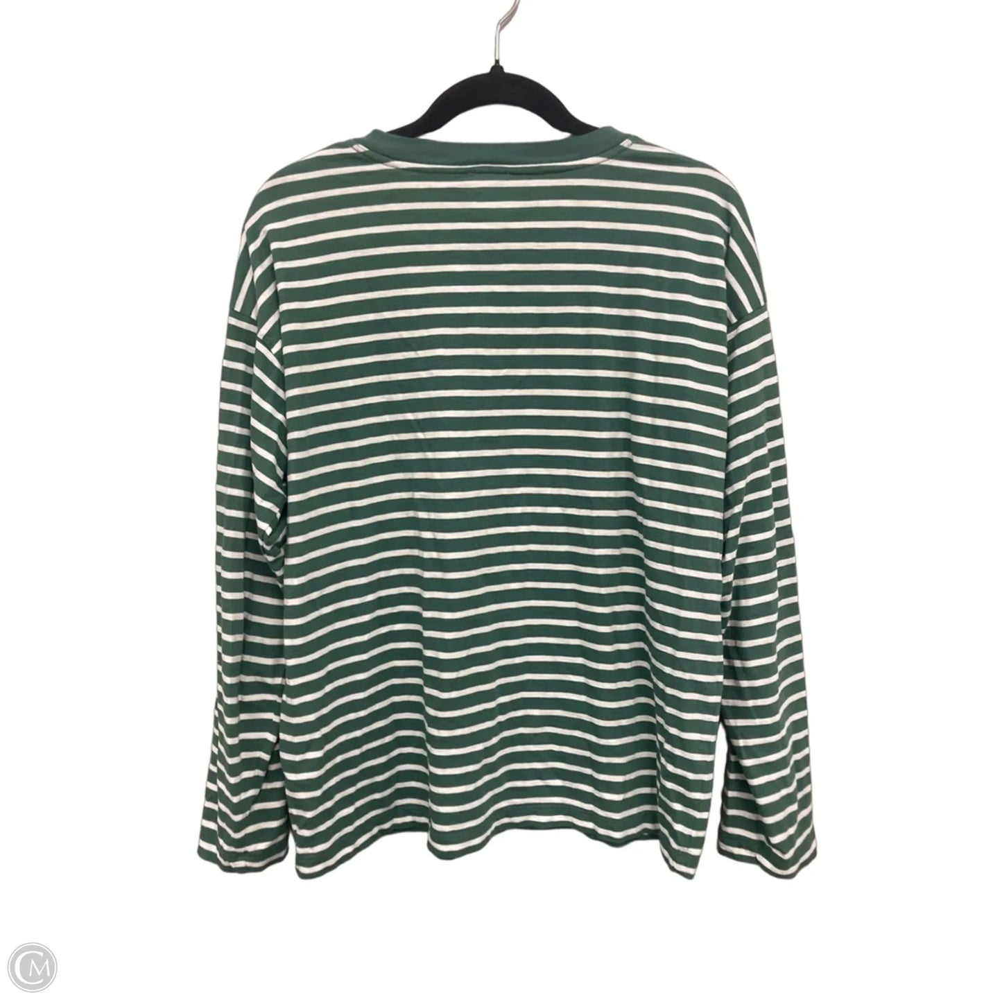 Top Long Sleeve By J. Crew In Green & White, Size: L
