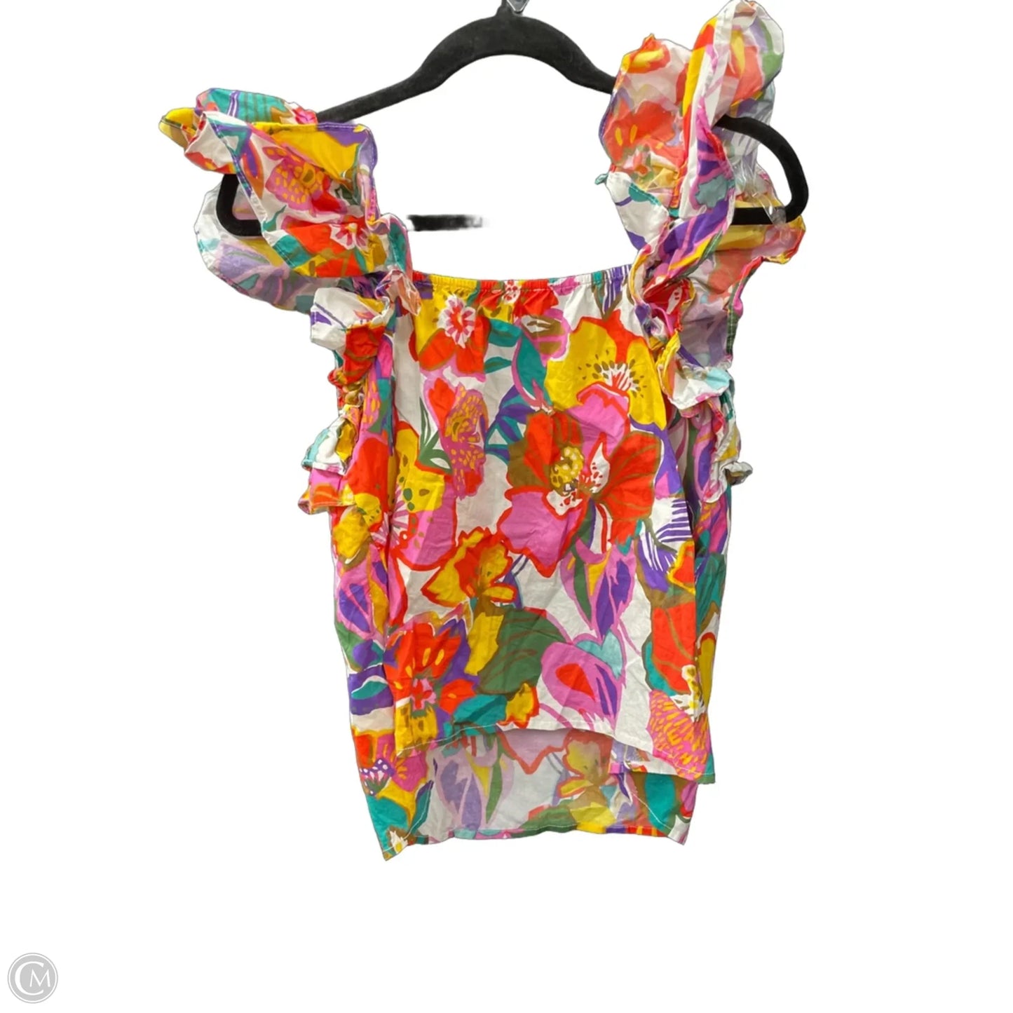 Blouse Short Sleeve By Entro In Orange & Purple, Size: L