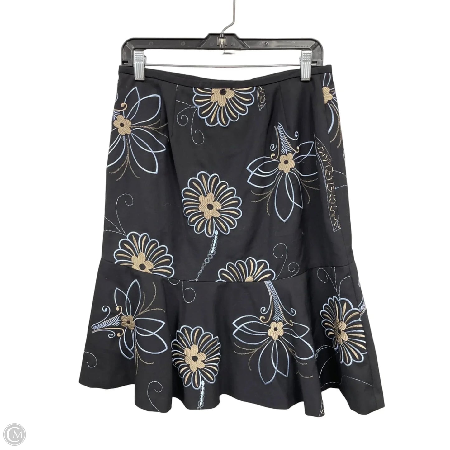 Skirt Midi By Loft In Black & Blue, Size: 6