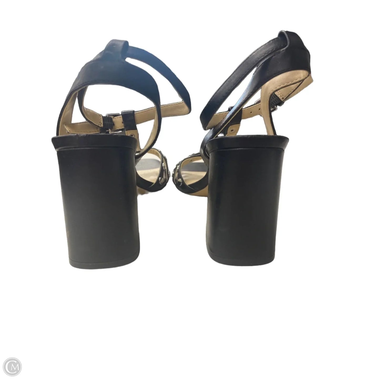 Sandals Heels Block By Marc Fisher In Black & Silver, Size: 8