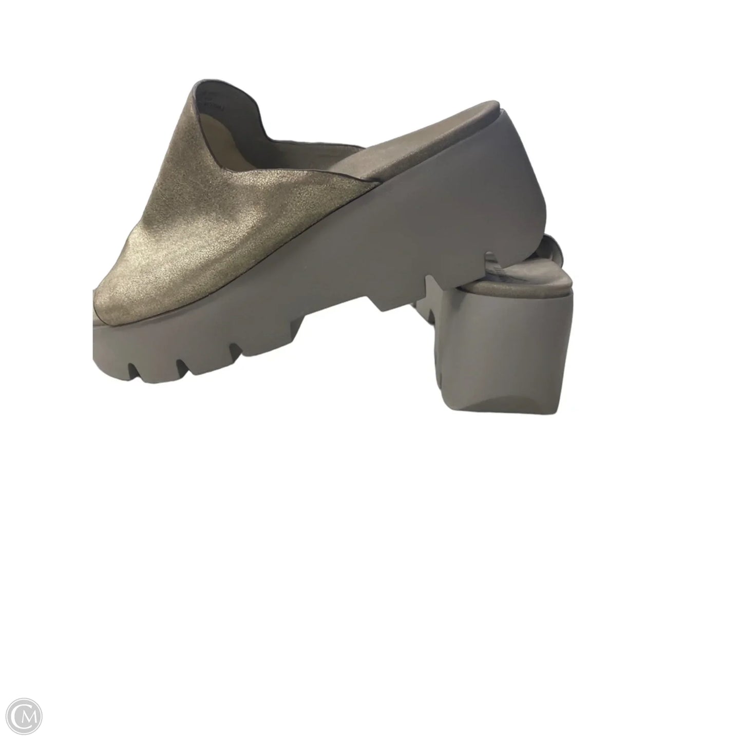 Sandals Heels Platform By Clothes Mentor In Gold & Grey, Size: 10