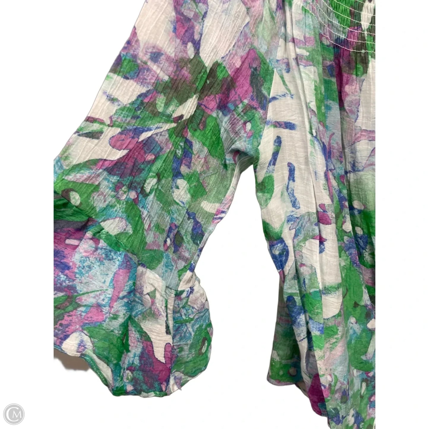 Top 3/4 Sleeve By Zac And Rachel In Green & Pink, Size: 2x