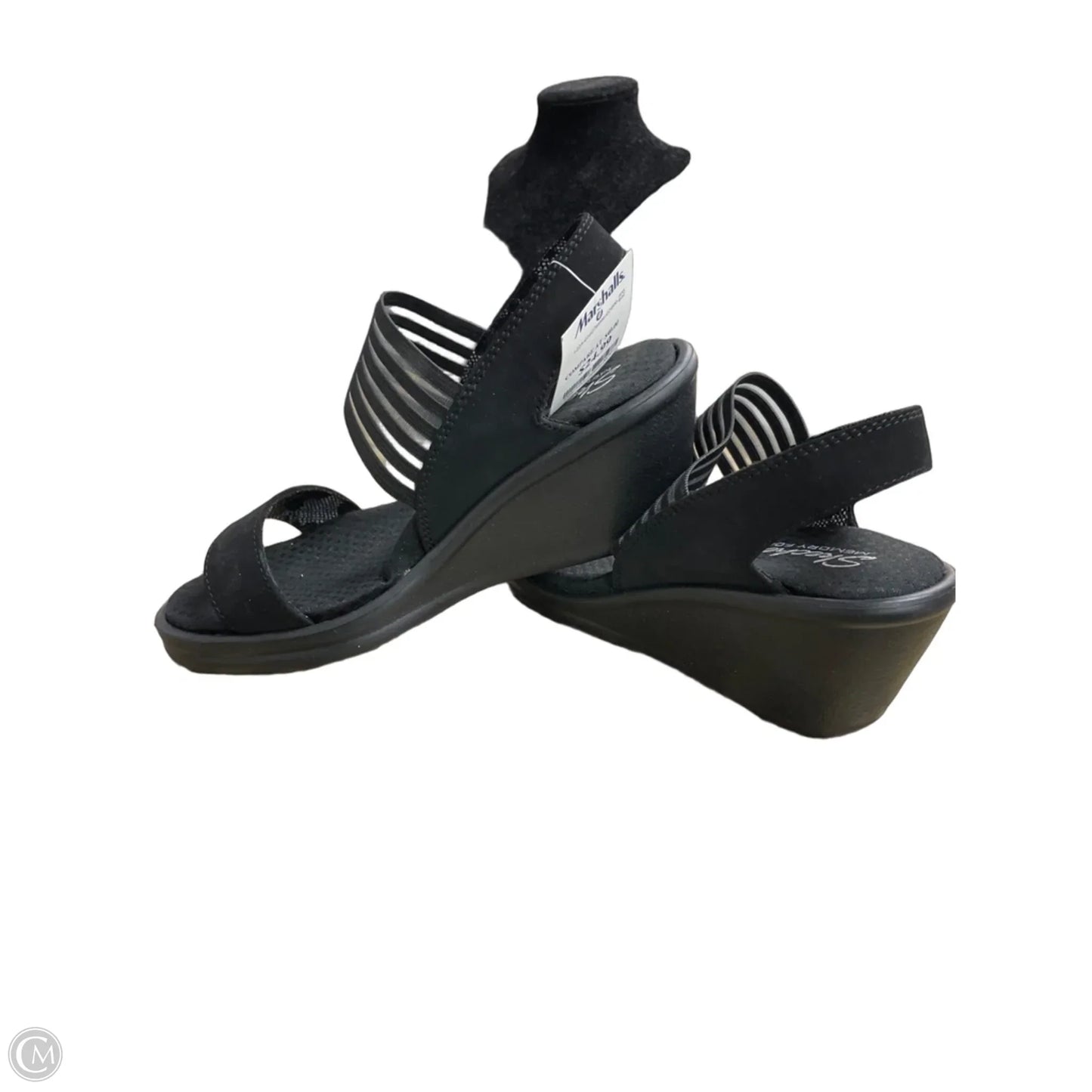 Sandals Heels Wedge By Skechers In Black, Size: 7