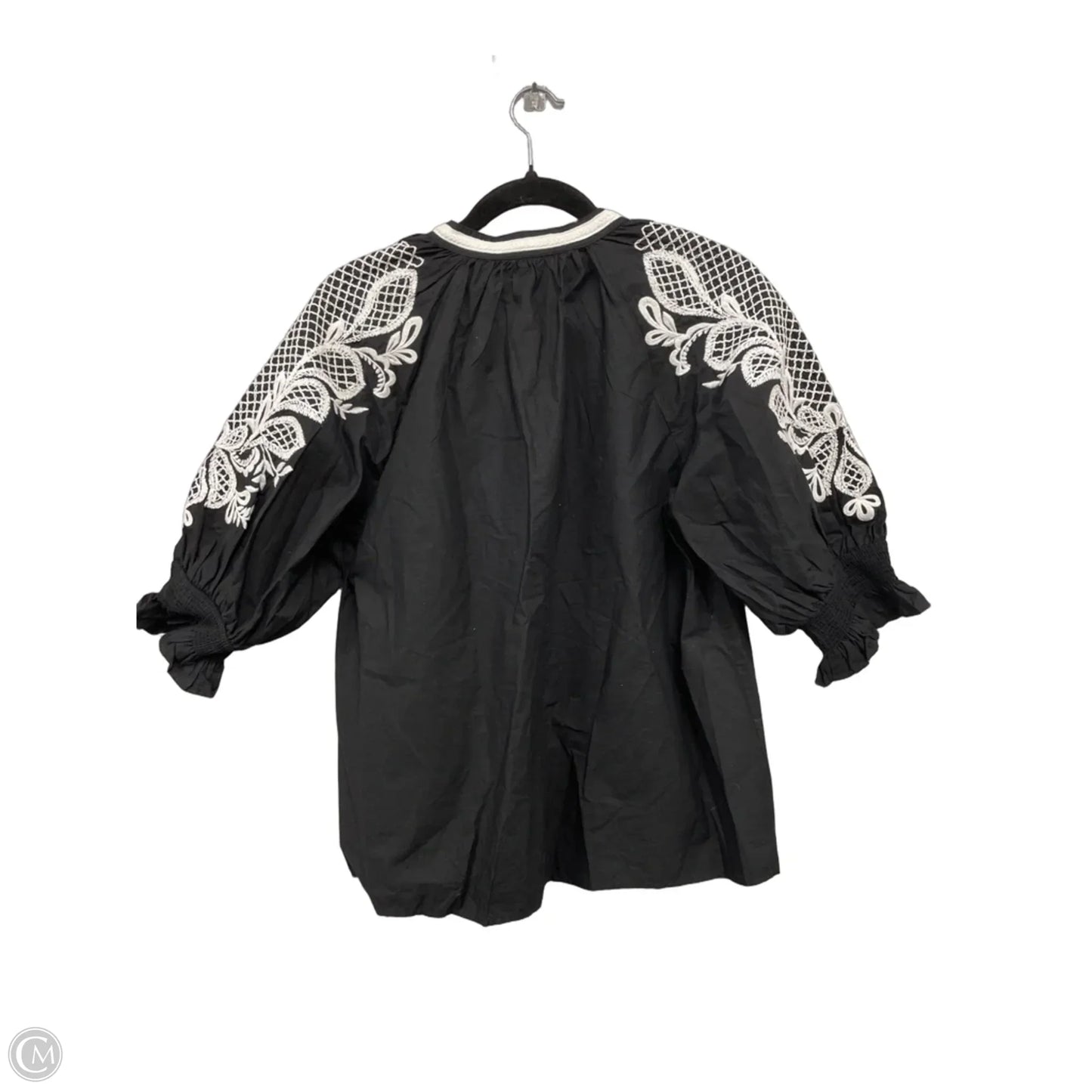 Top 3/4 Sleeve By Maeve In Black & Cream, Size: M