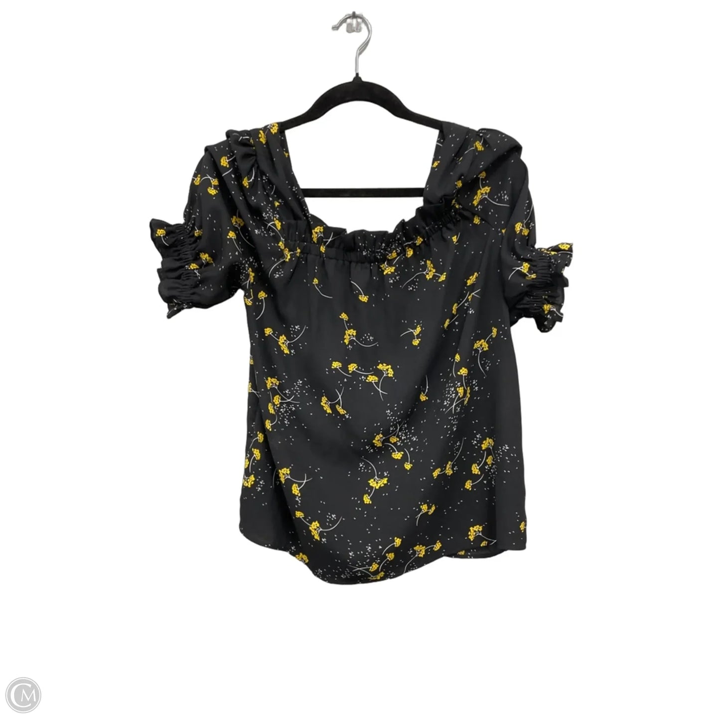 Top Short Sleeve By Cece In Black & Yellow, Size: S