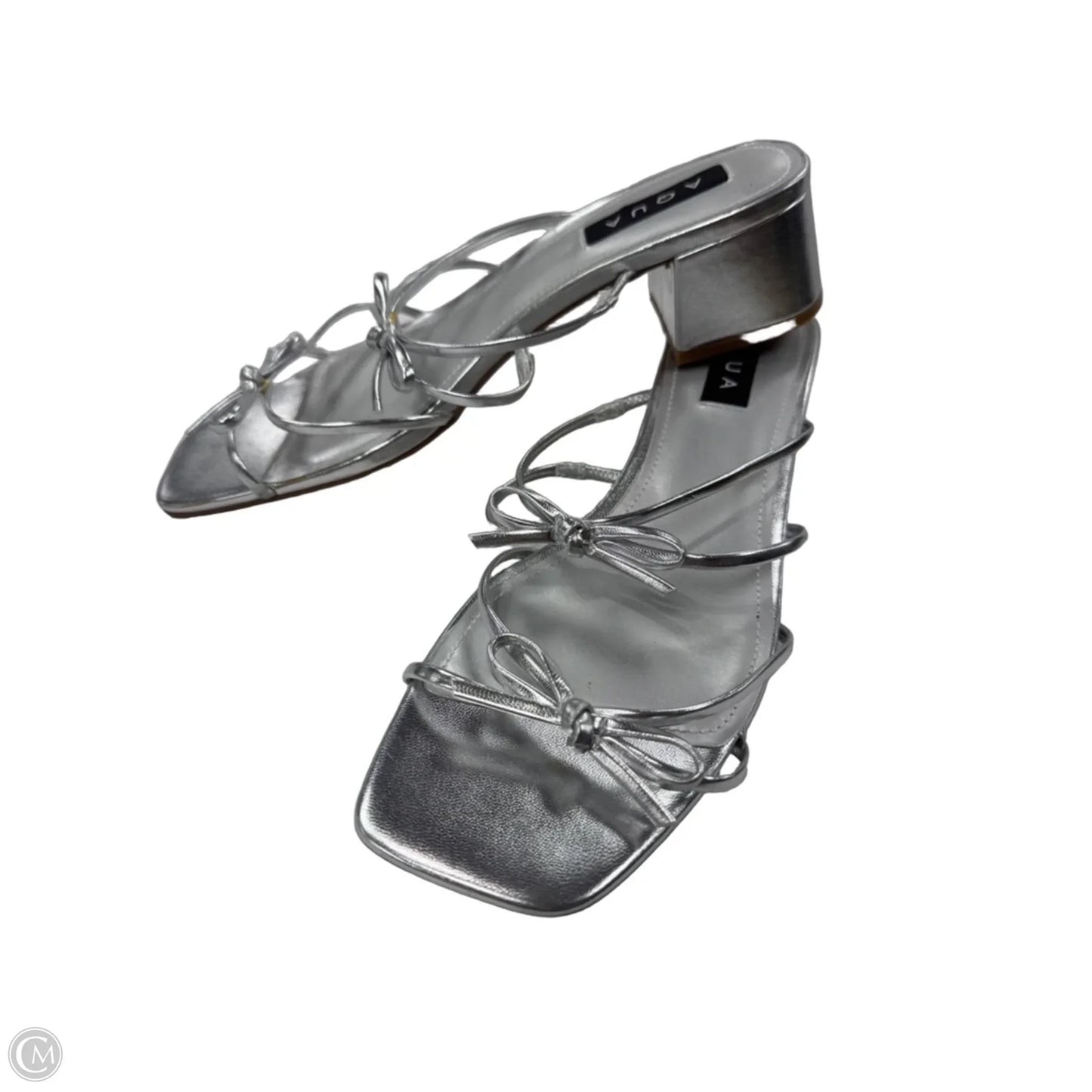 Sandals Heels Block By Aqua In Silver, Size: 10
