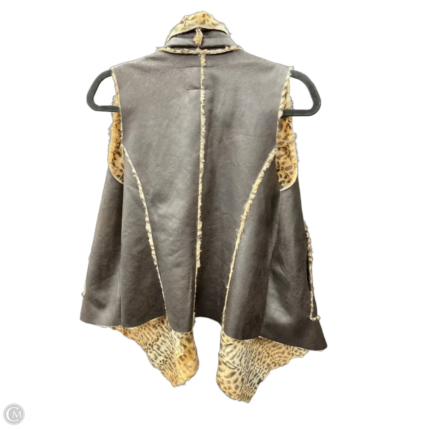 Vest Faux Fur & Sherpa By Clothes Mentor In Brown & Tan, Size: M
