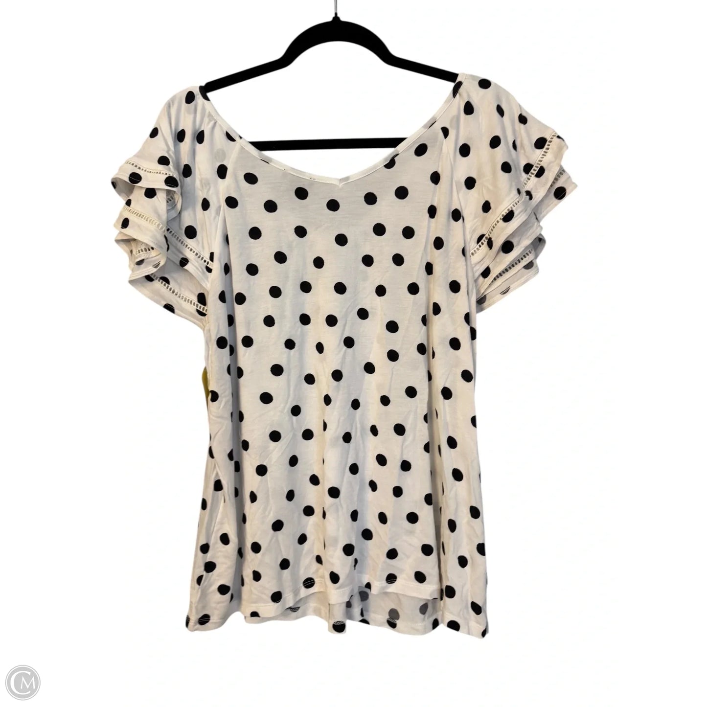 Top Short Sleeve By Ann Taylor In Polkadot Pattern, Size: L