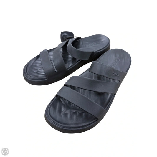 Sandals Flats By Crocs In Black, Size: 10