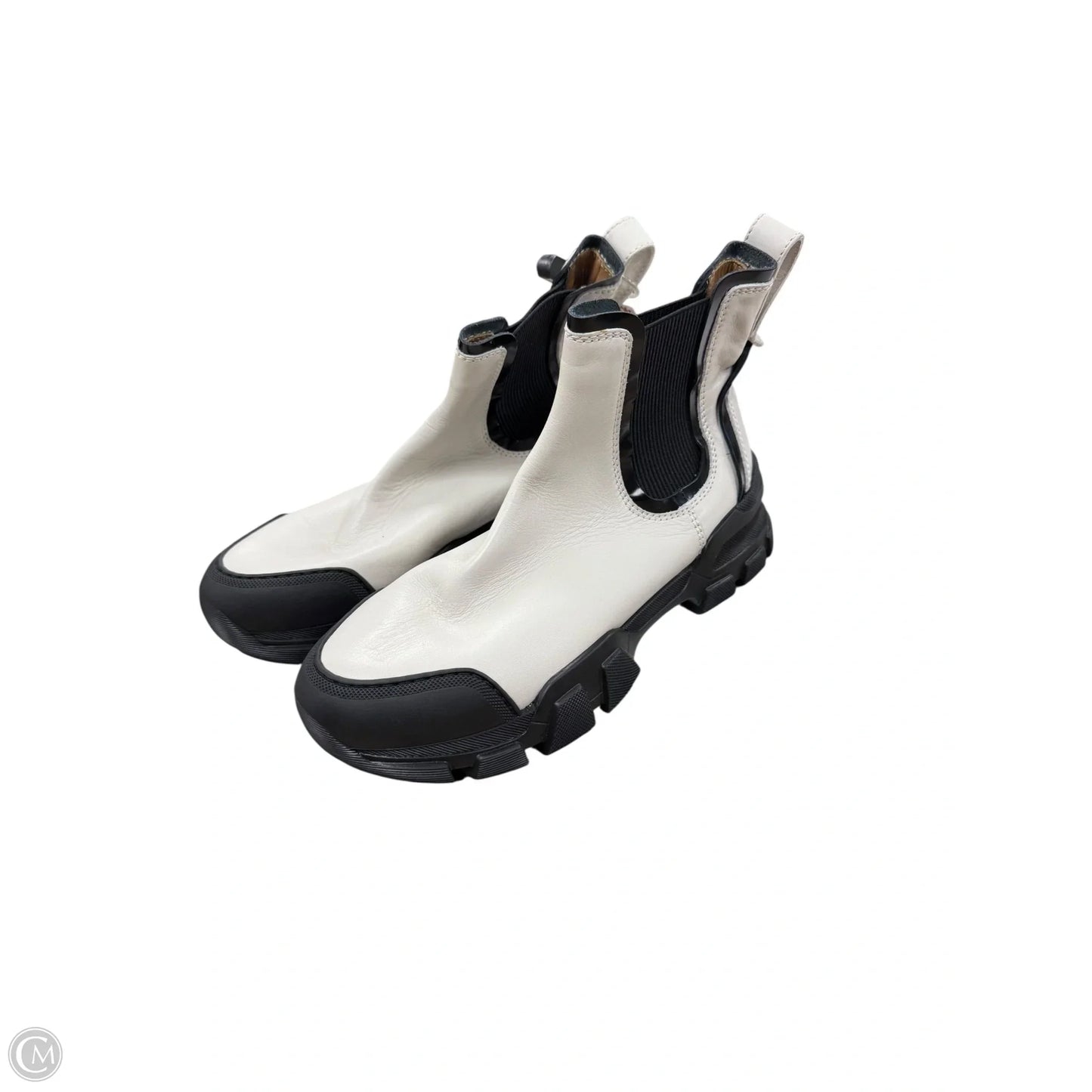 Boots Ankle Flats By Aquatalia In Black & Cream, Size: 9