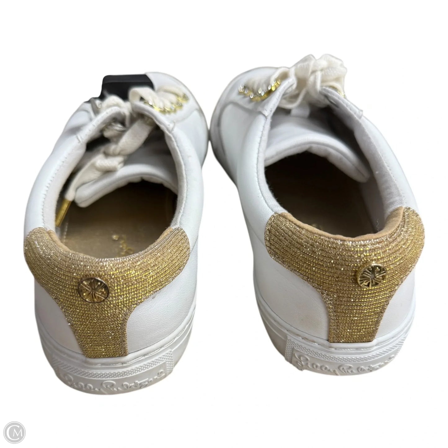 Shoes Designer By Lilly Pulitzer In Gold & White, Size: 7.5