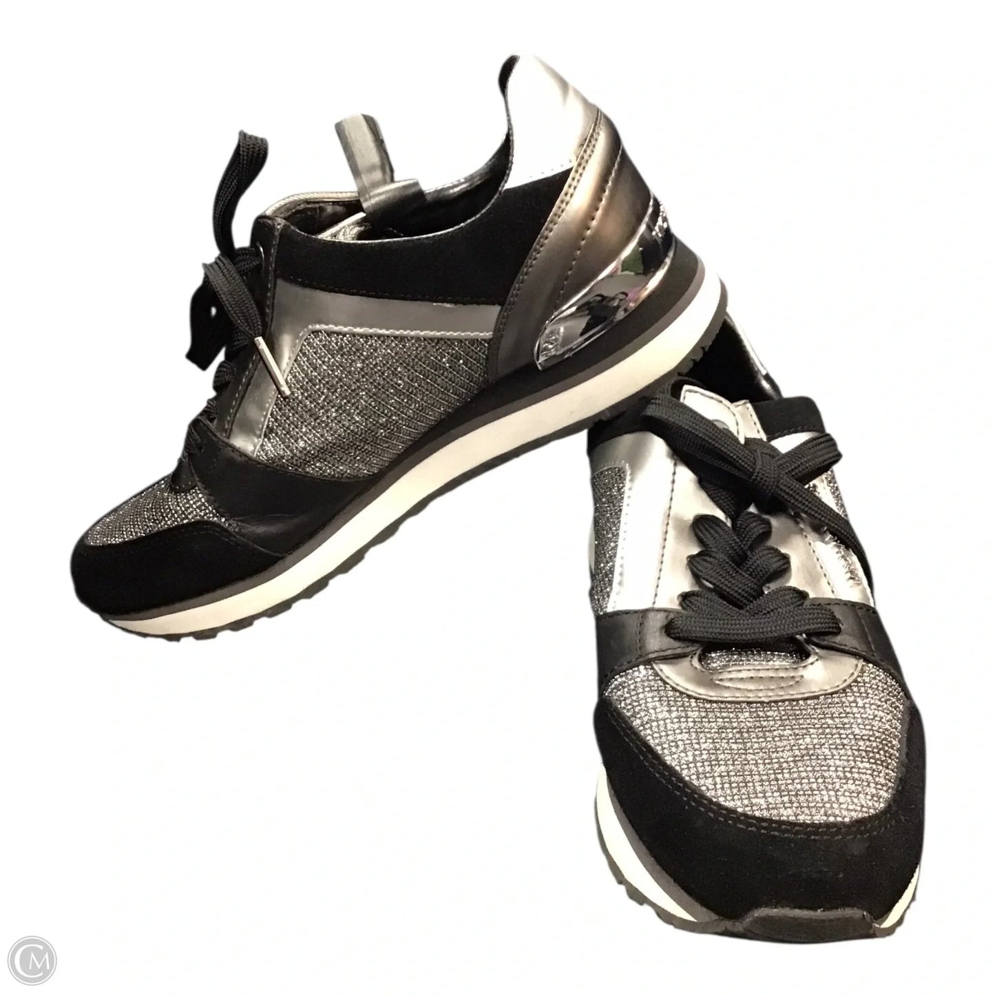 Shoes Sneakers By Michael By Michael Kors In Black & Silver, Size: 7.5