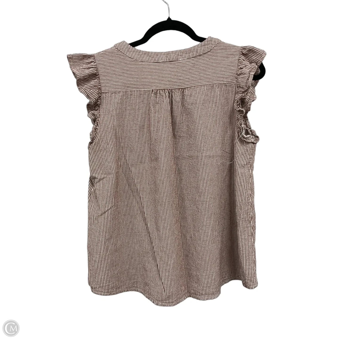 Top Short Sleeve By Entro In Brown & Cream, Size: M