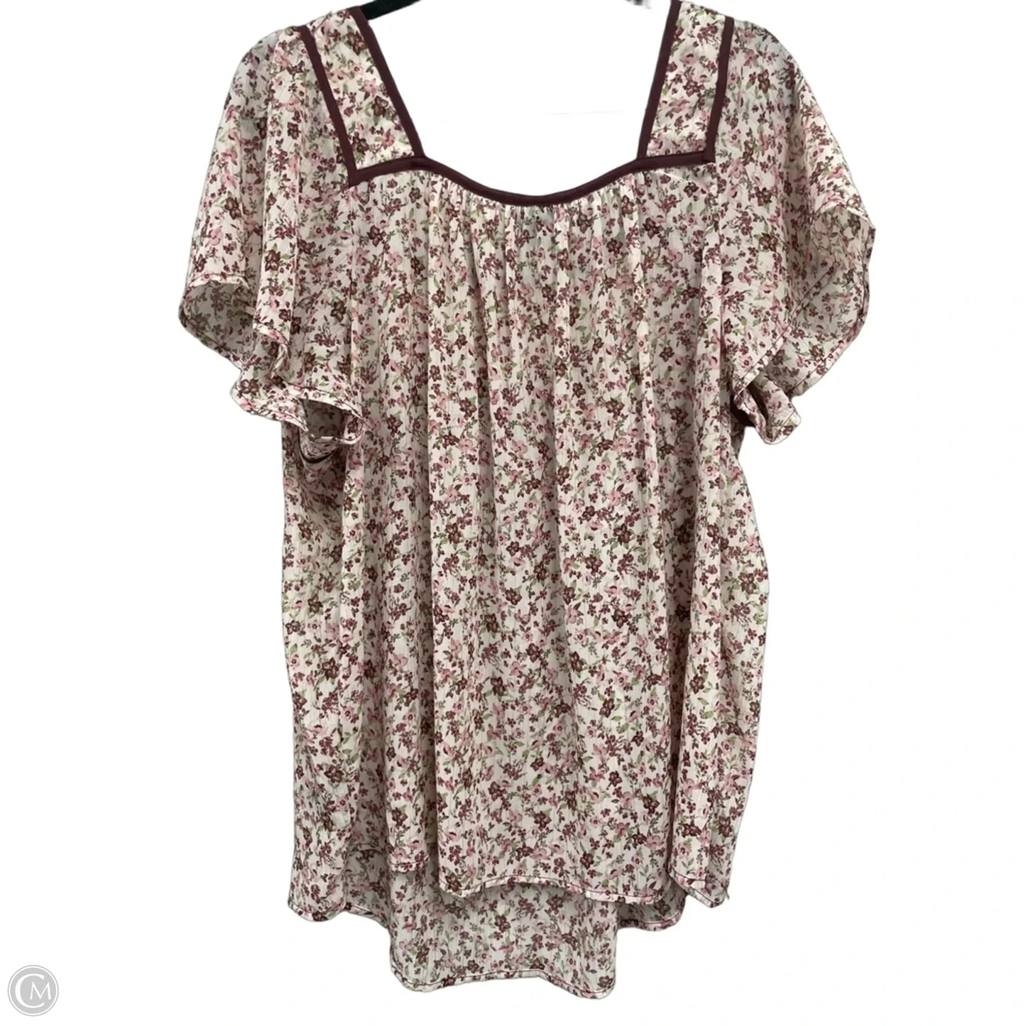 Top Short Sleeve By Torrid In Cream & Pink, Size: 1x