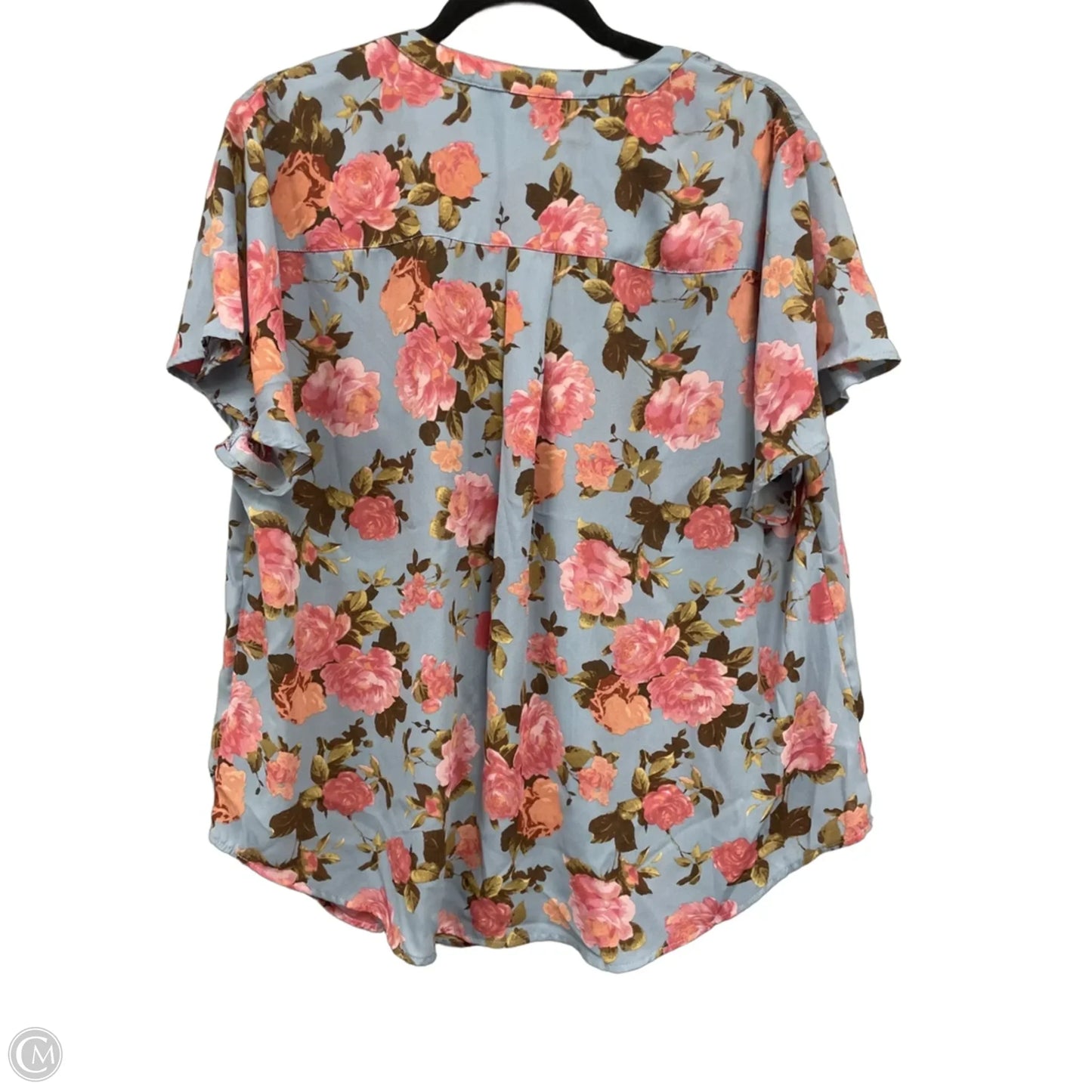 Blouse Short Sleeve By Torrid In Blue & Pink, Size: 1x