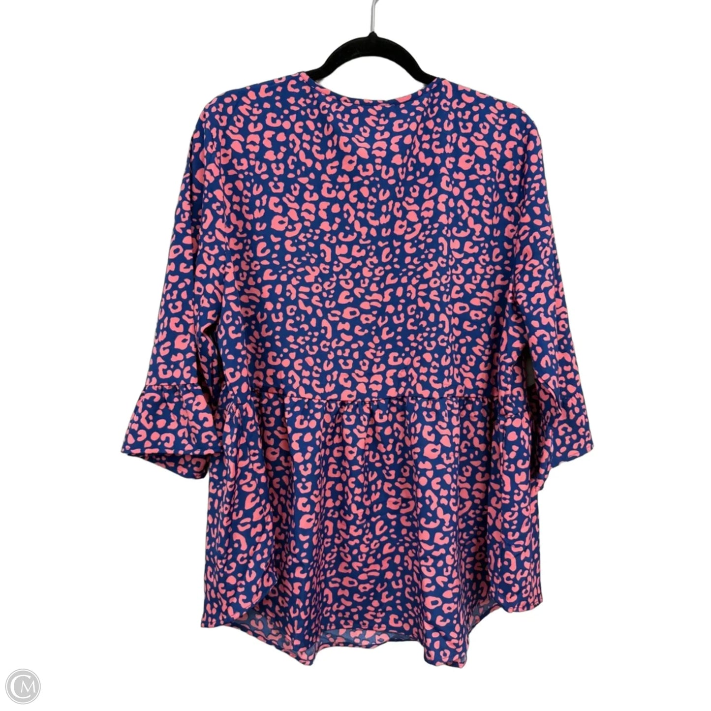 Top 3/4 Sleeve By Agnes Orinda In Blue & Pink, Size: 2x