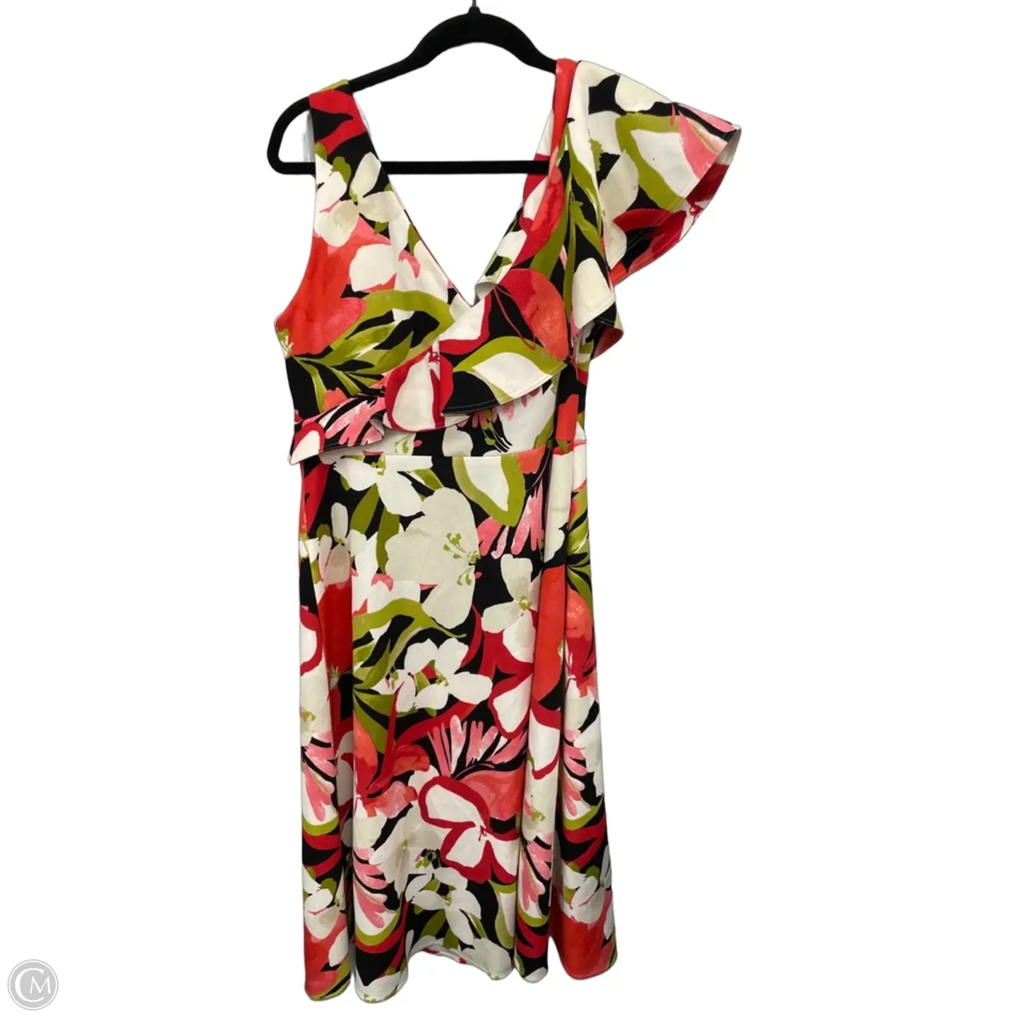 Dress Designer By Halston In Cream & Red, Size: 14