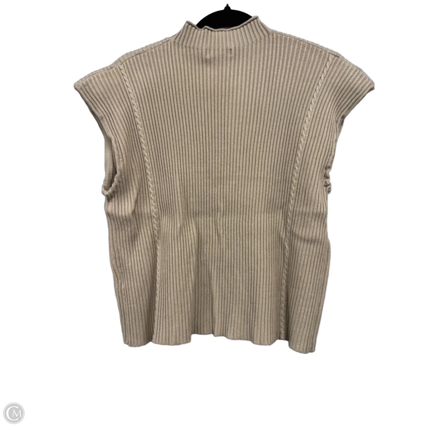 Sweater Short Sleeve By Calvin Klein In Cream, Size: Xl