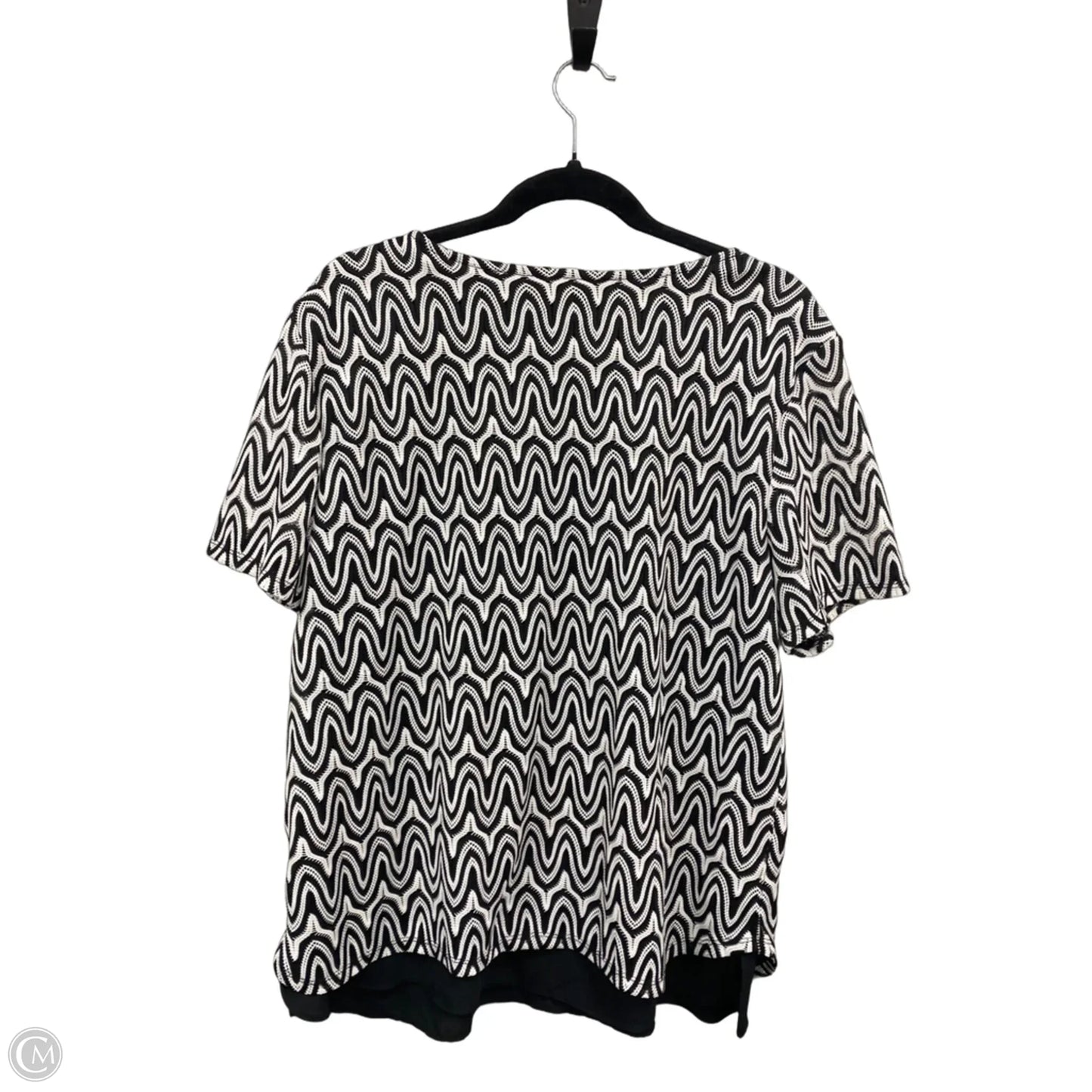 Top Short Sleeve Basic By Alfred Dunner In Black & White, Size: L
