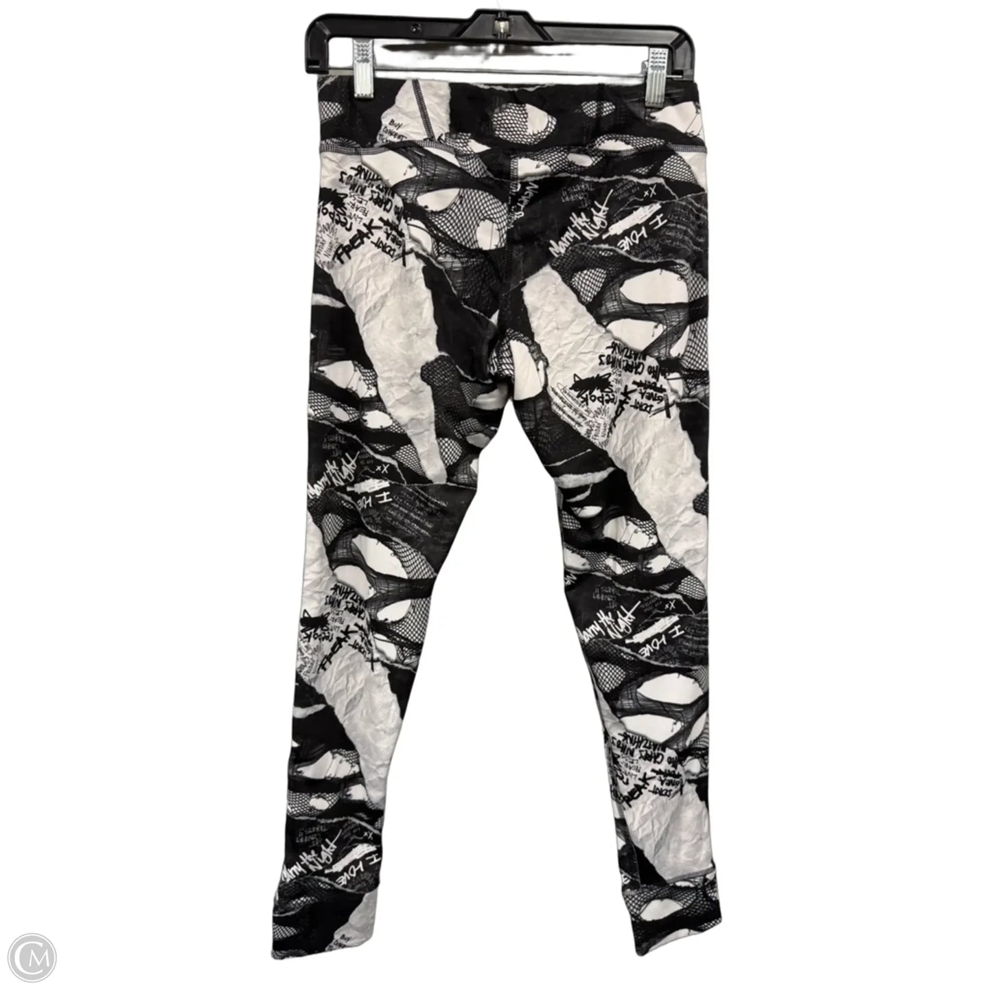 Athletic Leggings By Reebok In Black & White, Size: M