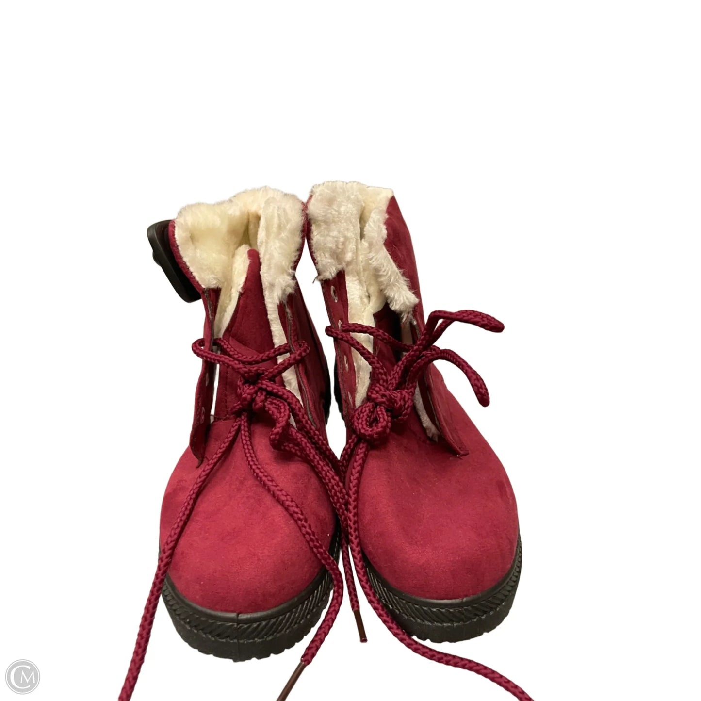Boots Ankle Flats By Cme In Maroon, Size: 7.5