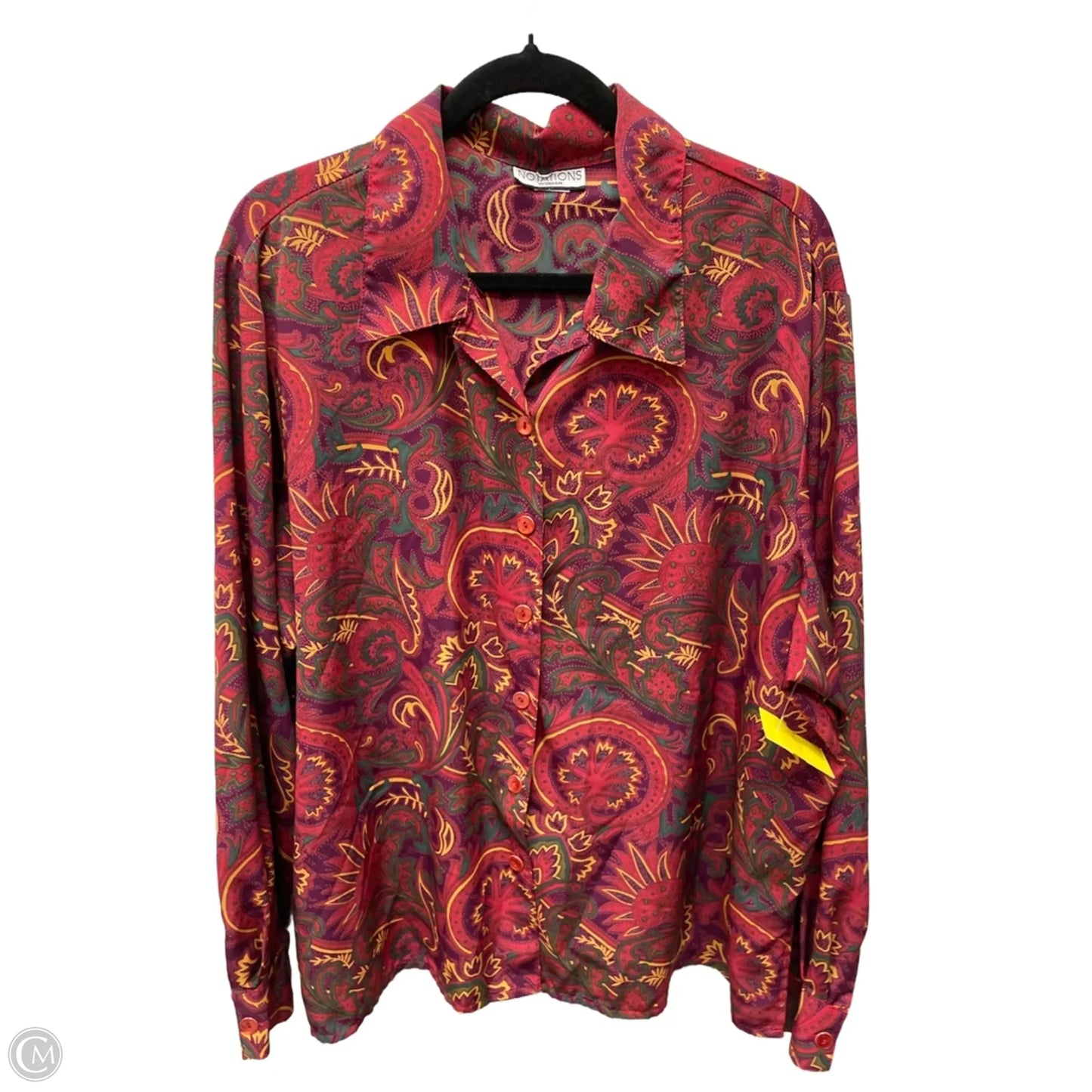 Top Long Sleeve By Notations In Paisley Print, Size: 1x