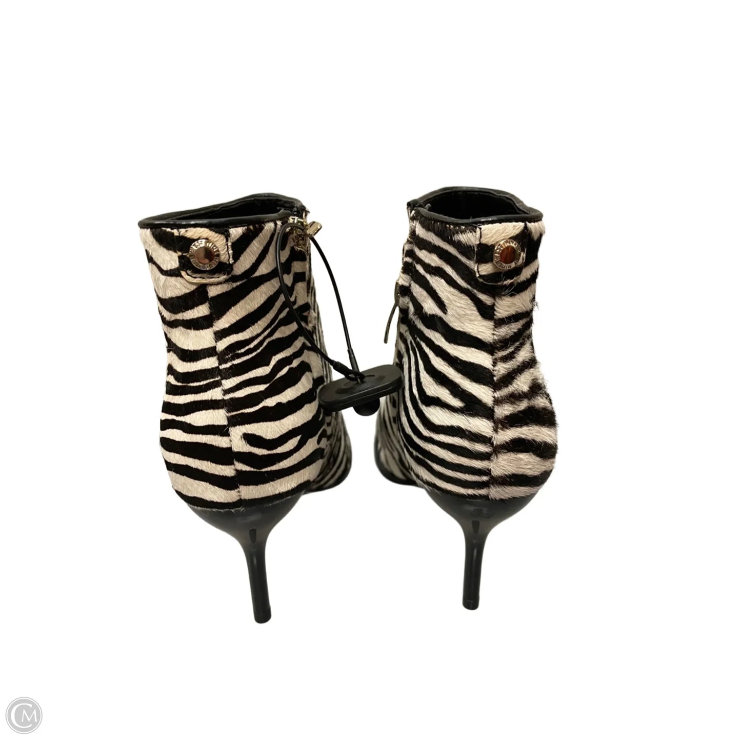 Boots Ankle Heels By Nine West In Zebra Print, Size: 7.5