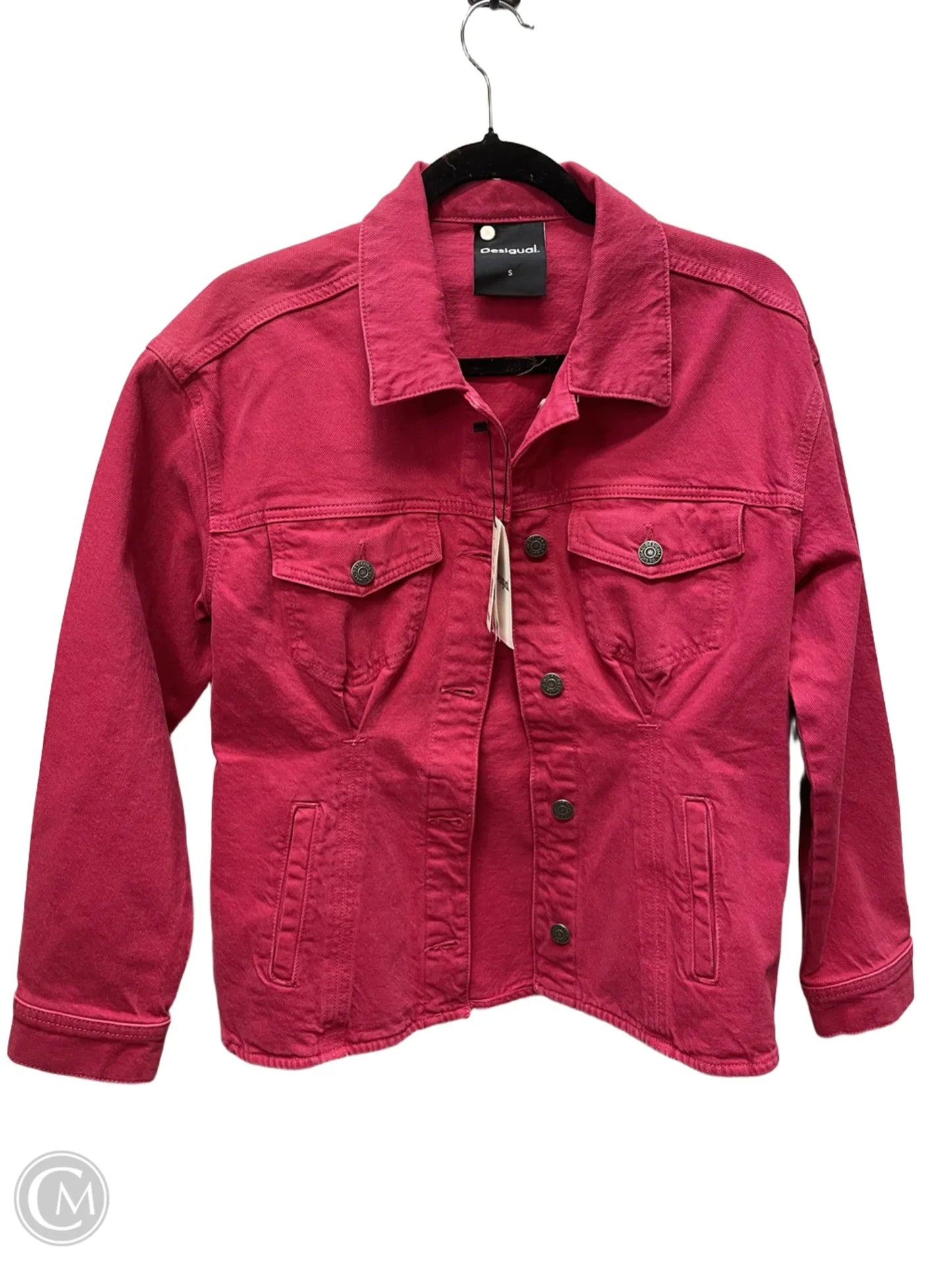 Jacket Denim By Desigual In Pink Denim, Size: S