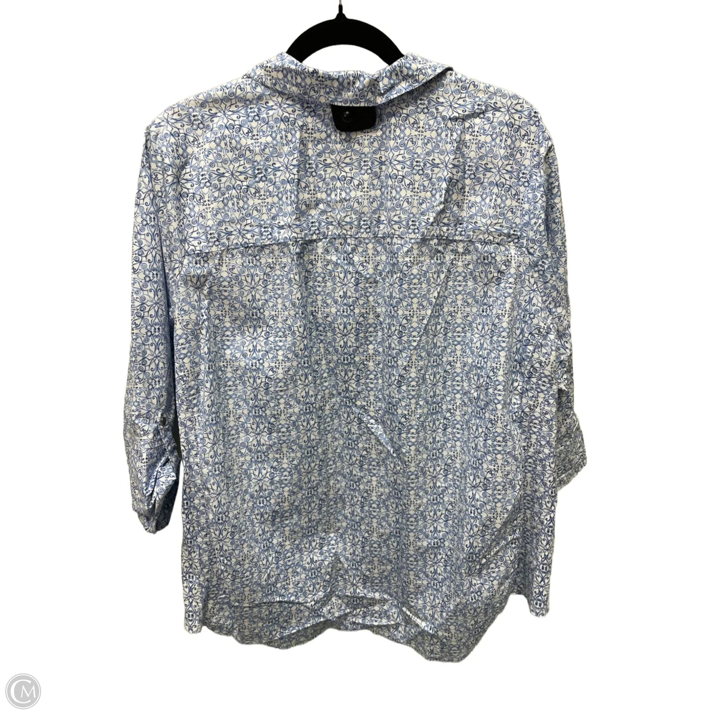 Blouse 3/4 Sleeve By Clothes Mentor In Blue & White, Size: 1x