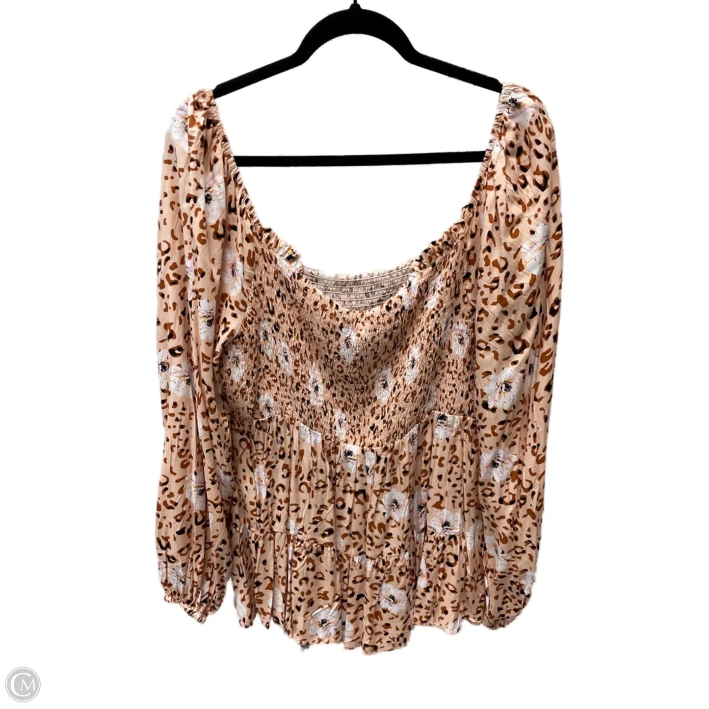 Top Long Sleeve By Chicsoul In Peach, Size: 1x